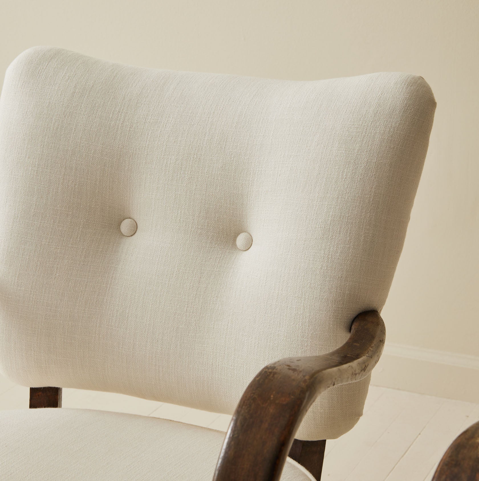 Jindrich Halabala Patinated Bentwood Lounge Chairs, a pair, 1930's.