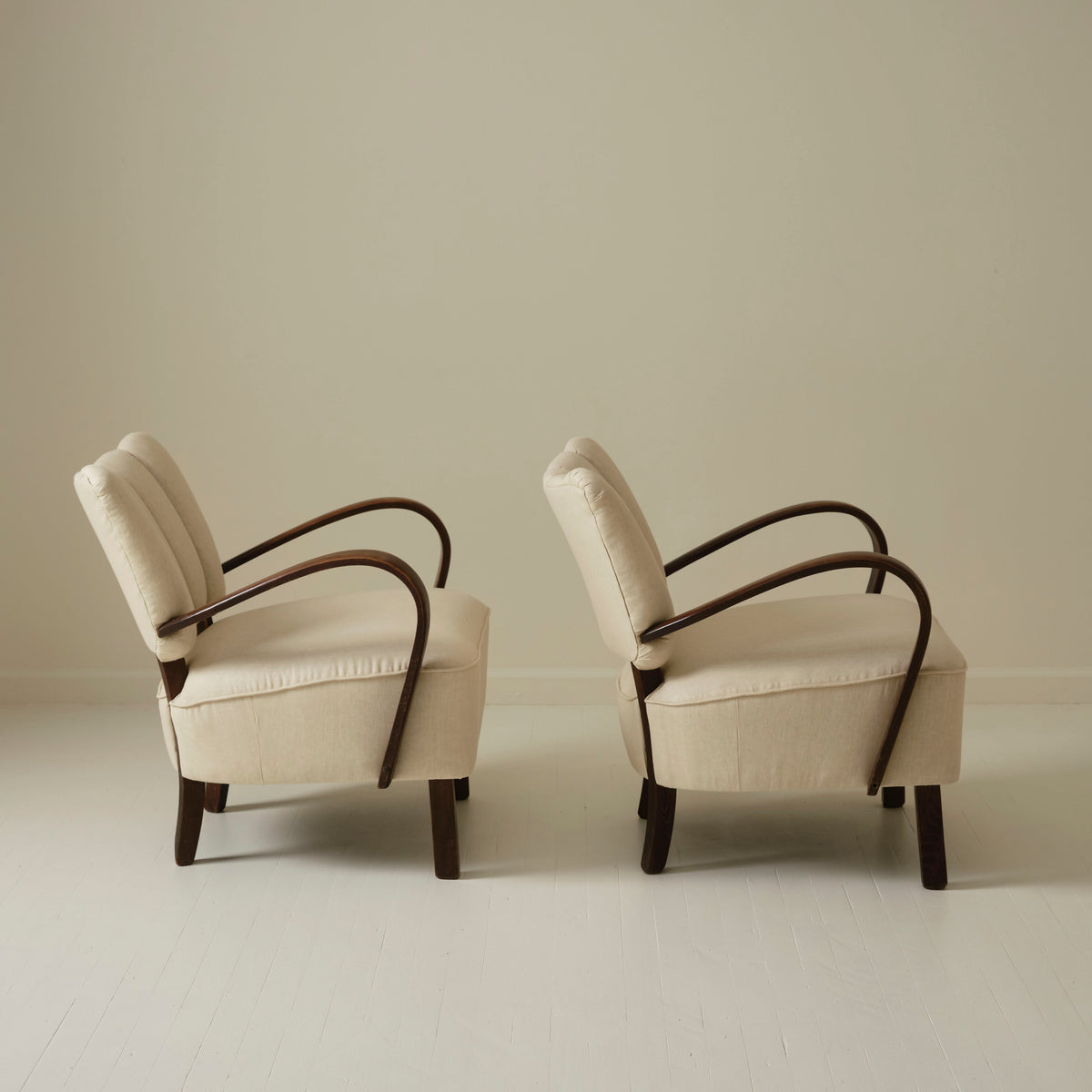 Jindrich Halabala Art Deco Bentwood Armchairs, 1940's