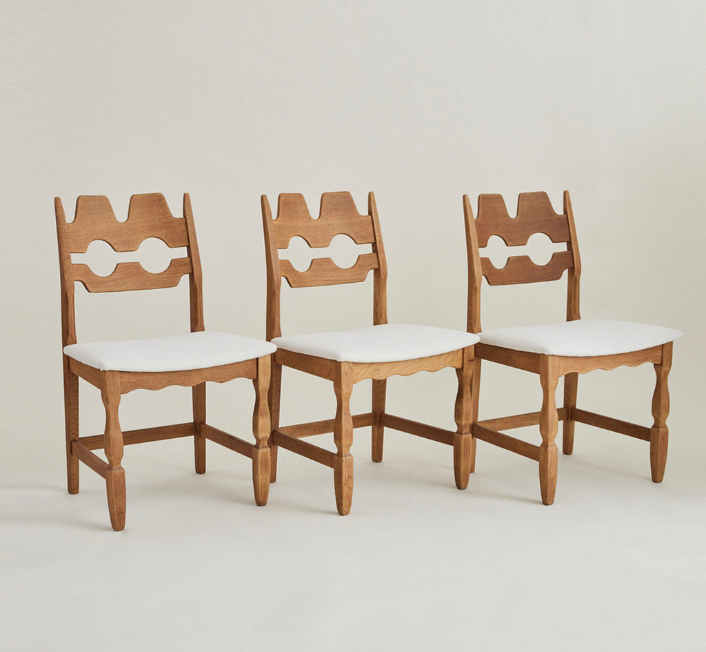 SOLD Henry Kjaernulf Oak "Razorblade" Chairs, 1960s Vintage Danish Mid Century, Set of 6