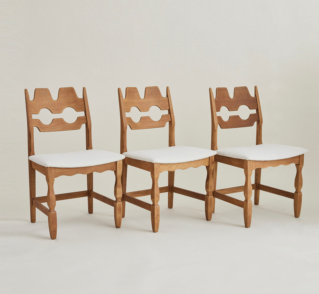 SOLD Henry Kjaernulf Oak "Razorblade" Chairs, 1960s Vintage Danish Mid Century, Set of 6