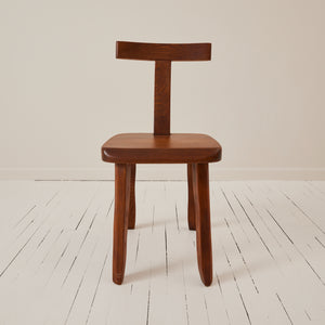 Olavi Hanninen Brutalist T Chair in Solid Elm, 1950's