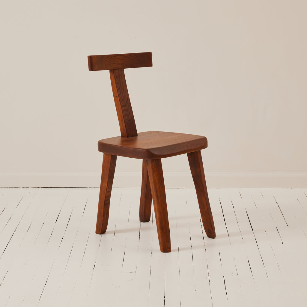 Olavi Hanninen Brutalist T Chair in Solid Elm, 1950's