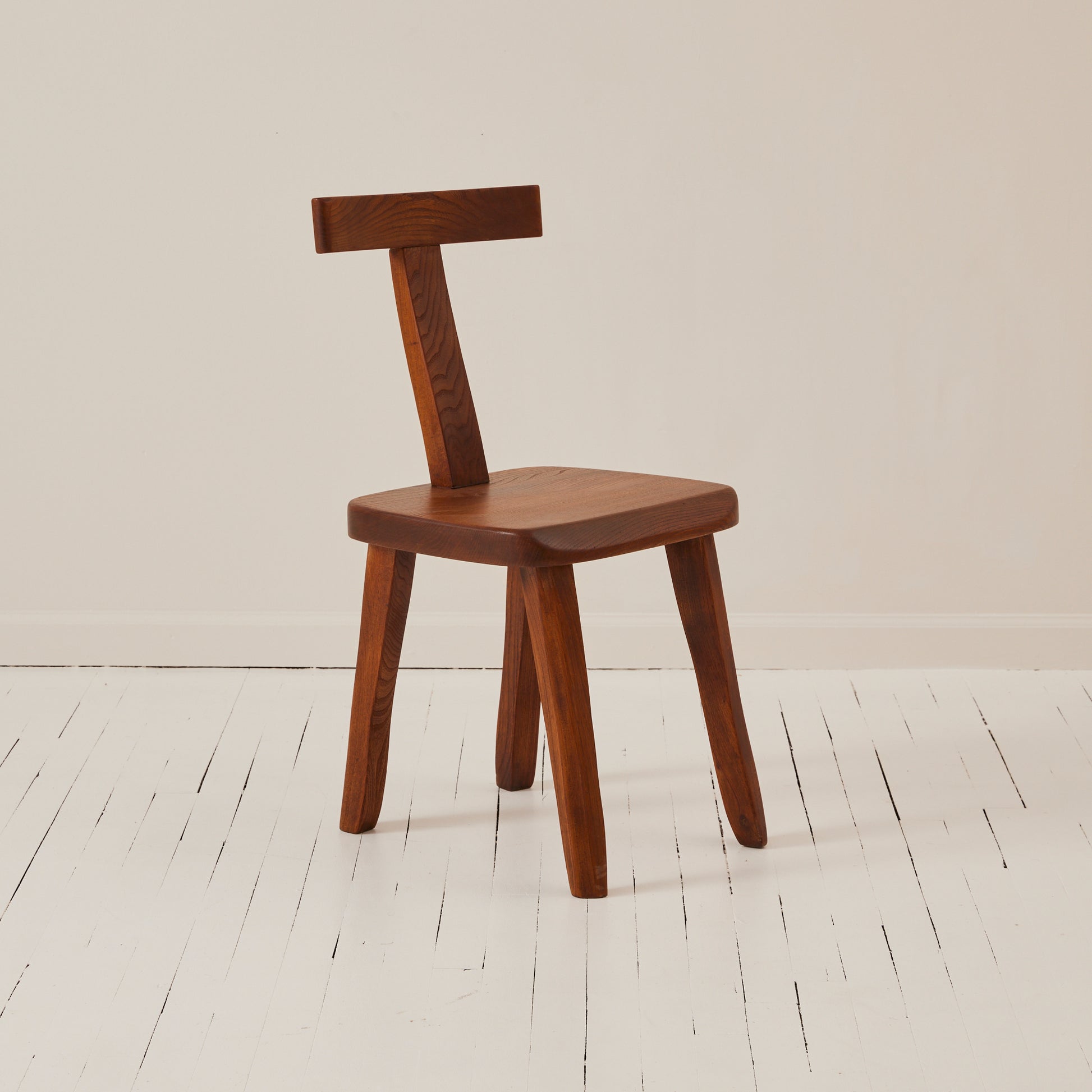 Olavi Hanninen Brutalist T Chair in Solid Elm, 1950's