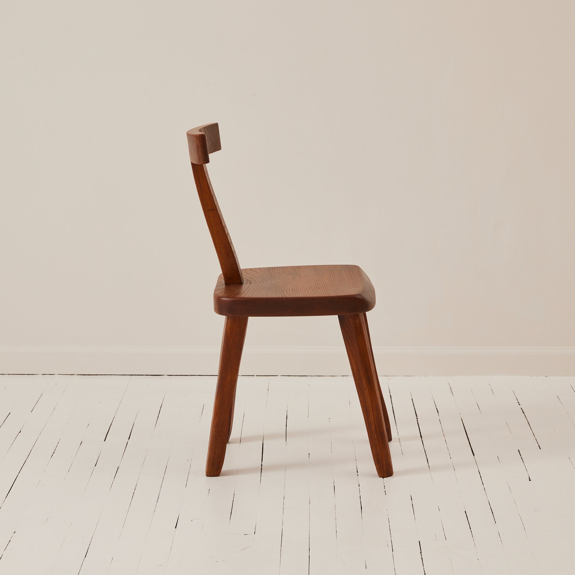 Olavi Hanninen Brutalist T Chair in Solid Elm, 1950's