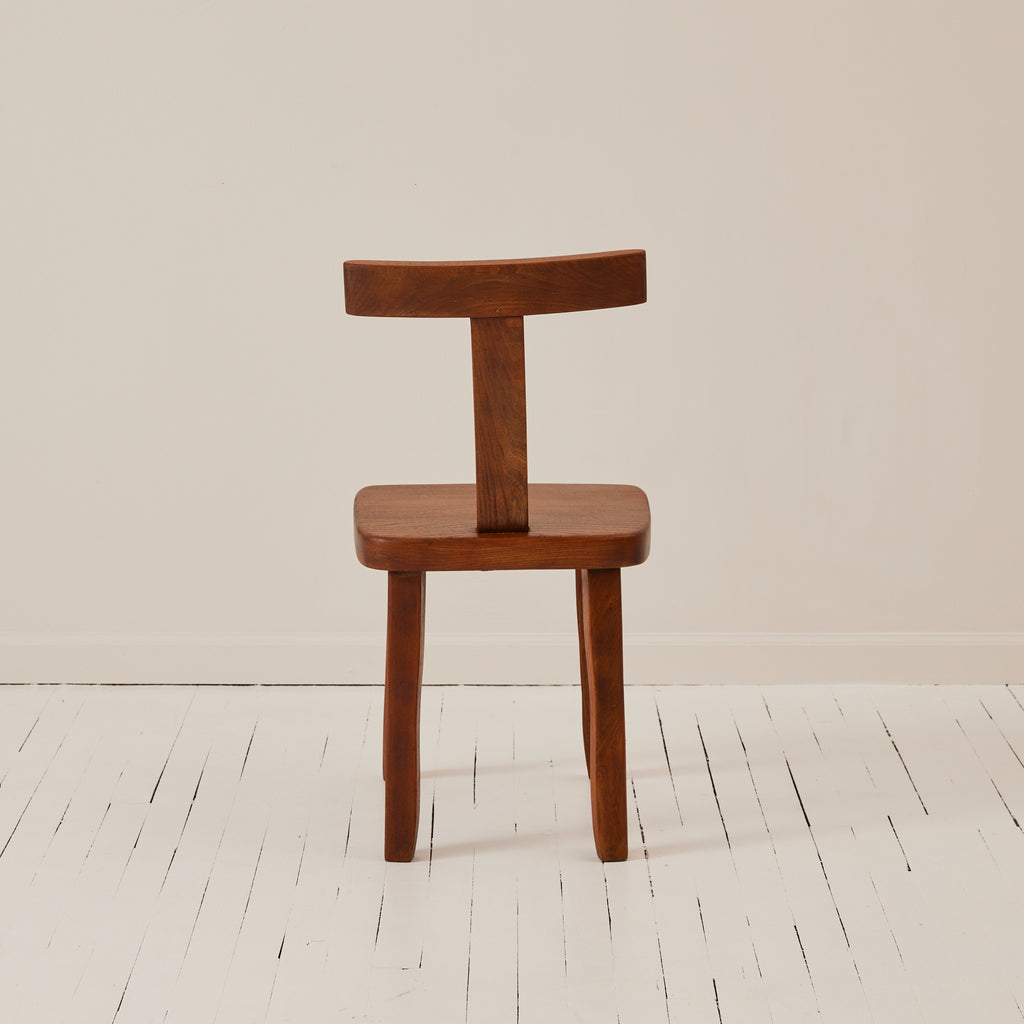 Olavi Hanninen Brutalist T Chair in Solid Elm, 1950's