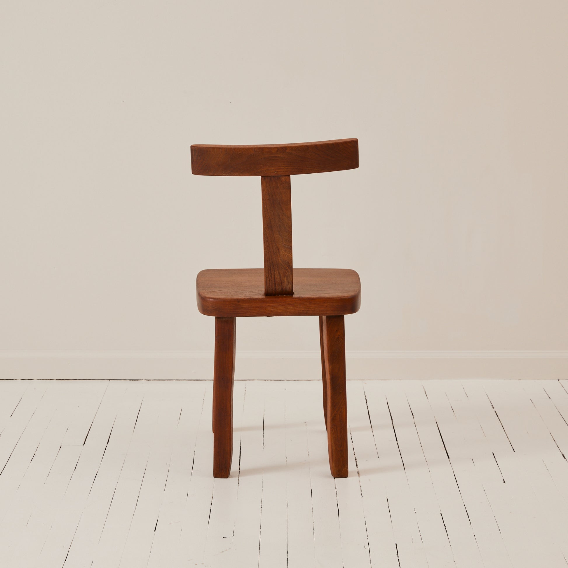 Olavi Hanninen Brutalist T Chair in Solid Elm, 1950's