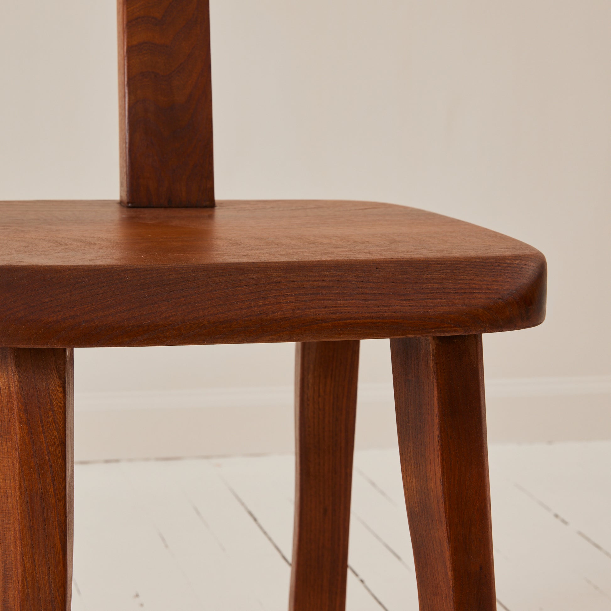 Olavi Hanninen Brutalist T Chair in Solid Elm, 1950's