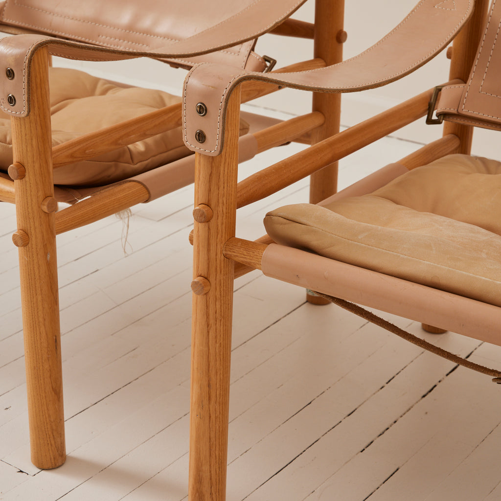 Arne Norell "Sirocco" Safari Leather Lounge Chairs, 1960's, a Pair
