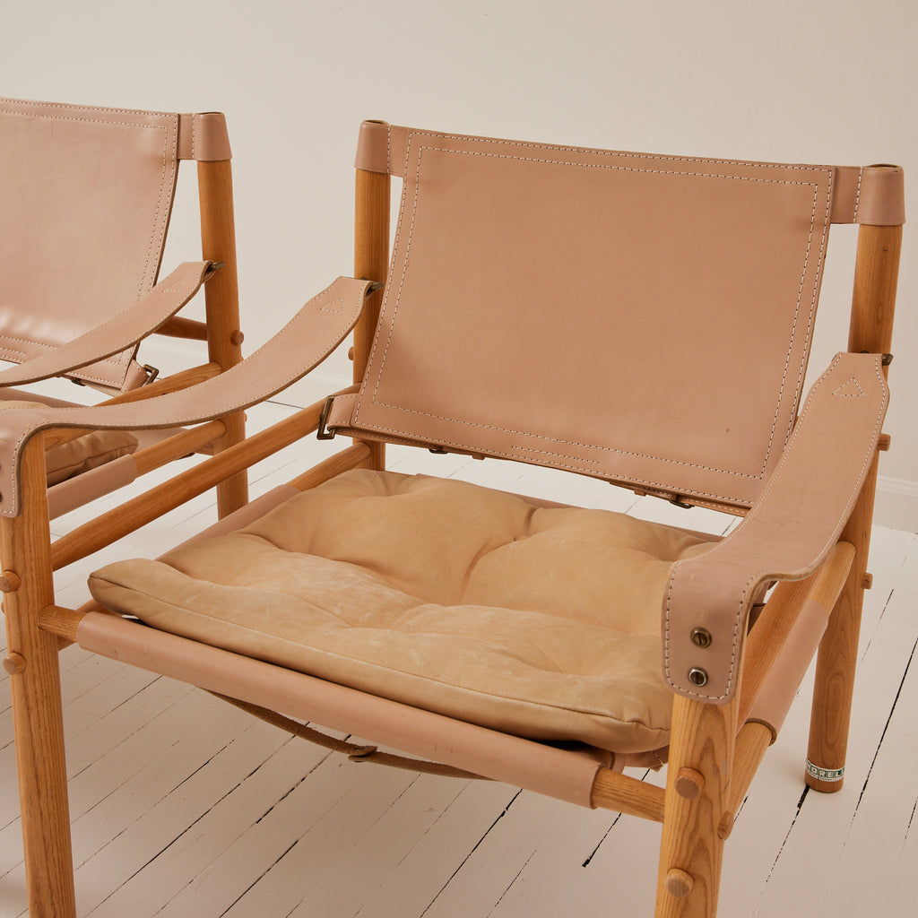 Arne Norell "Sirocco" Safari Leather Lounge Chairs, 1960's, a Pair