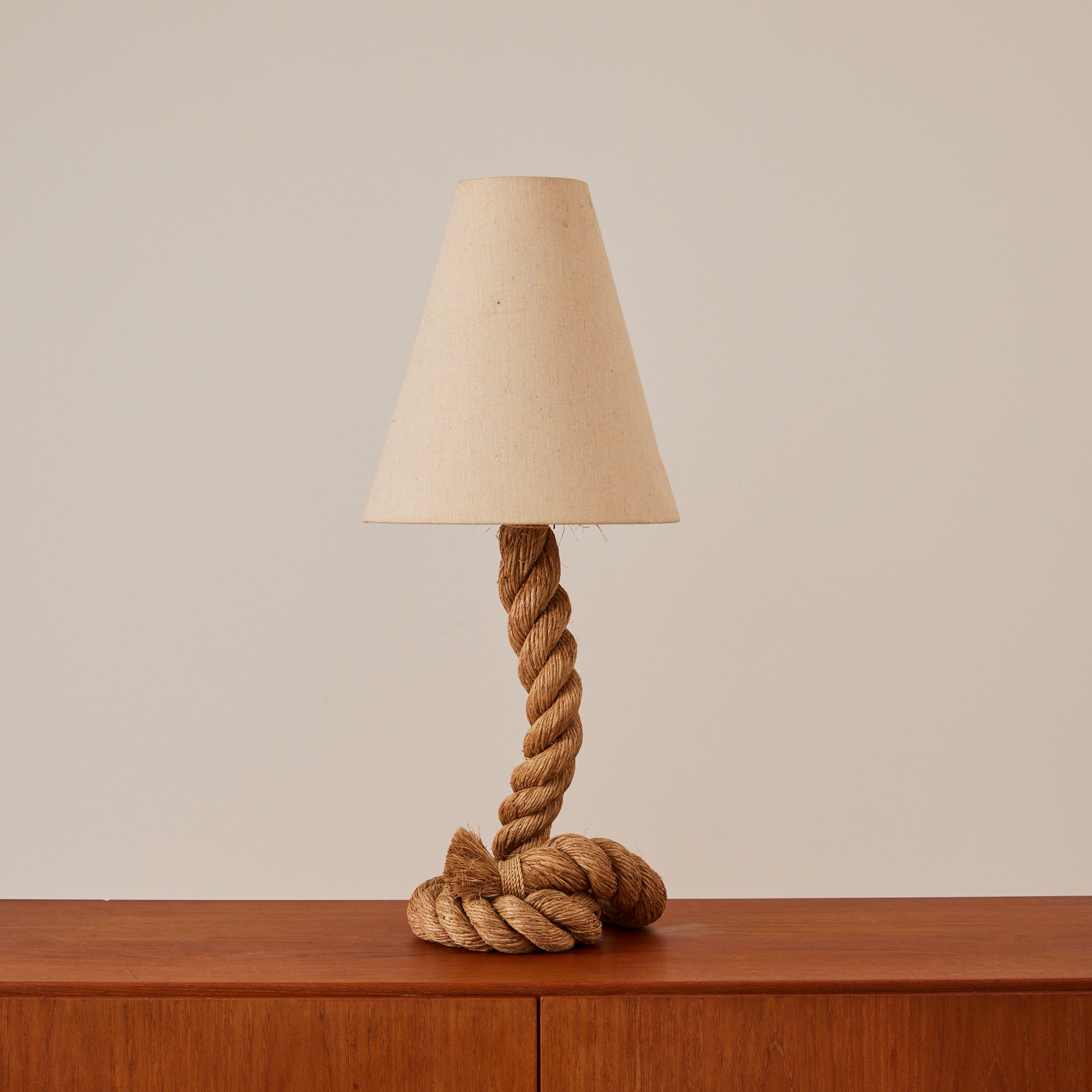 Audoux and Frida Minet Rope Table Lamp, French Mid Century, 1960s