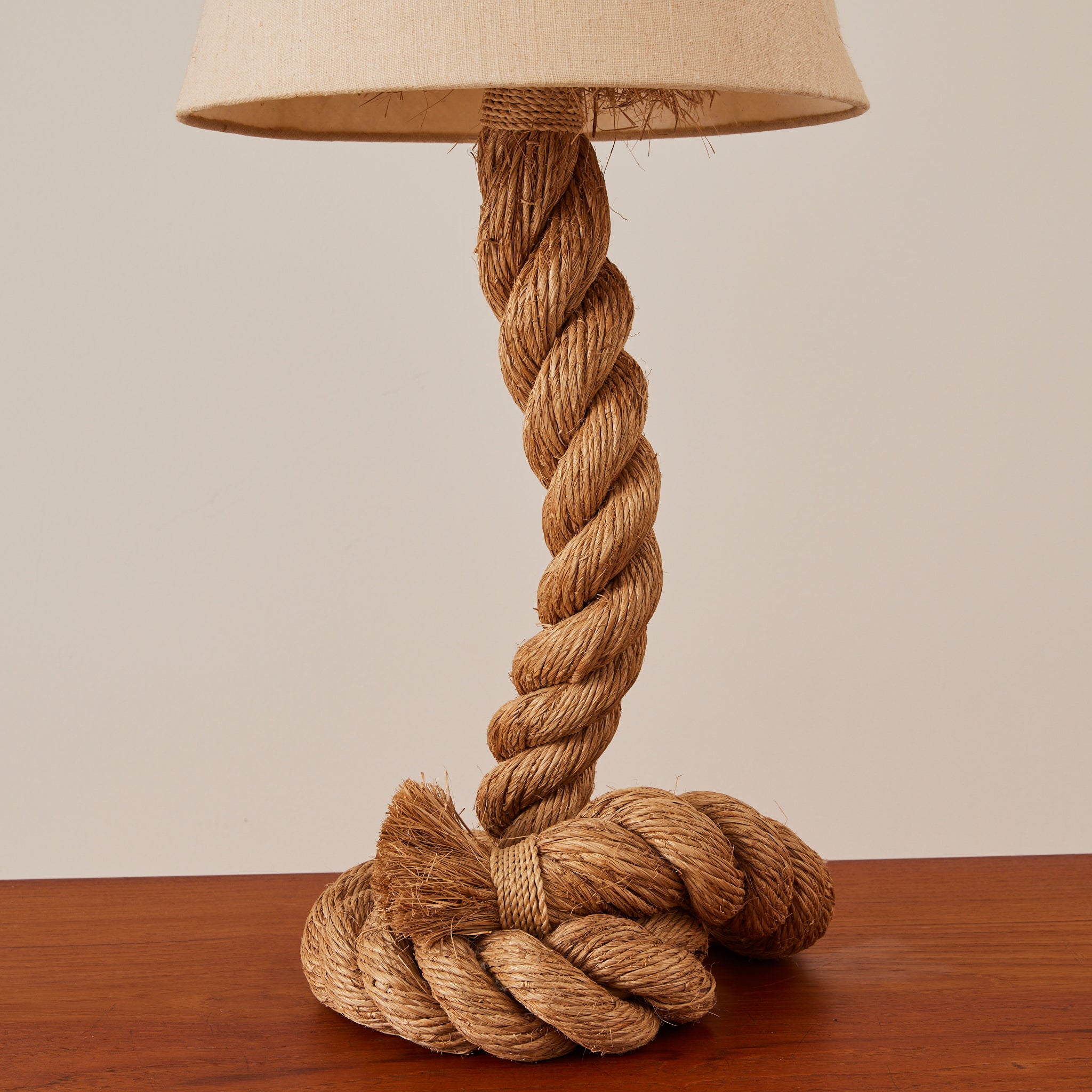 Audoux and Frida Minet Rope Table Lamp, French Mid Century Audoux and Frida Minet Rope Table Lamp, French Mid Century