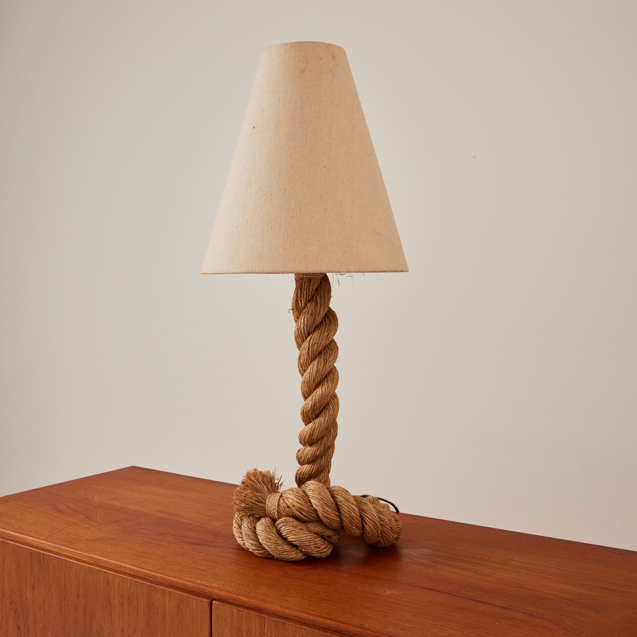 Audoux and Frida Minet Rope Table Lamp, French Mid Century, 1960s
