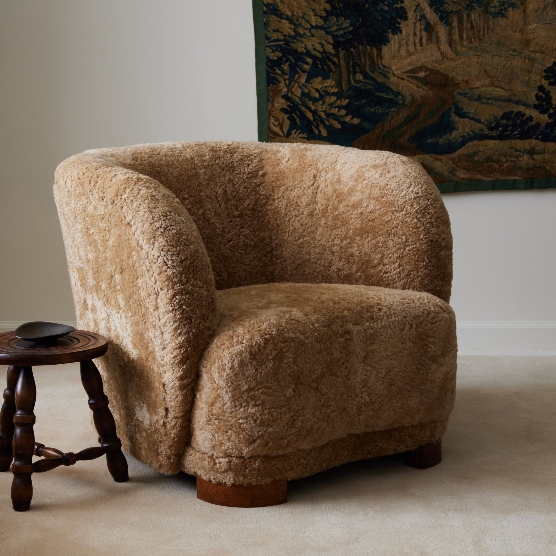 Danish Sheepskin Club Chair, 1930-40's.