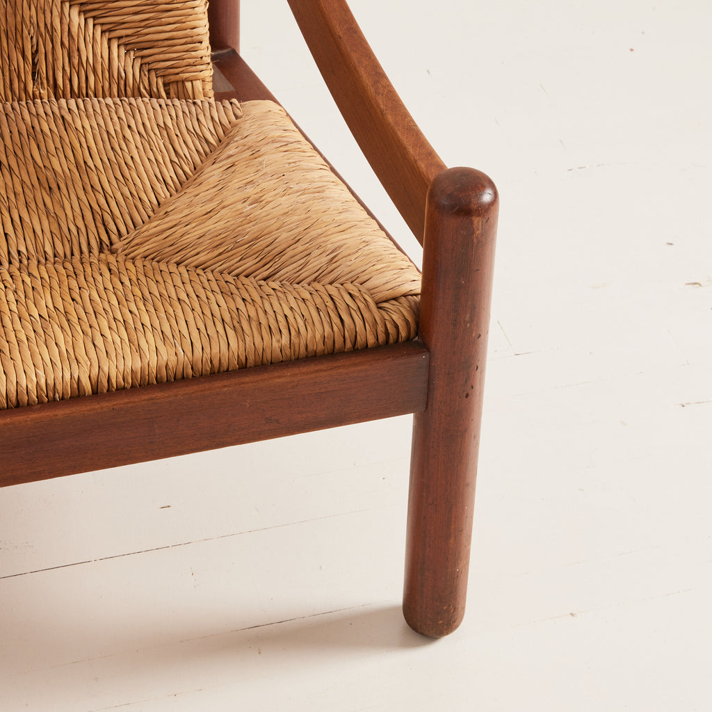 Vico Magistretti "Carimate" Chairs | 1960s Vintage Lacquered Beech and Rush for Cassina, Set of 2