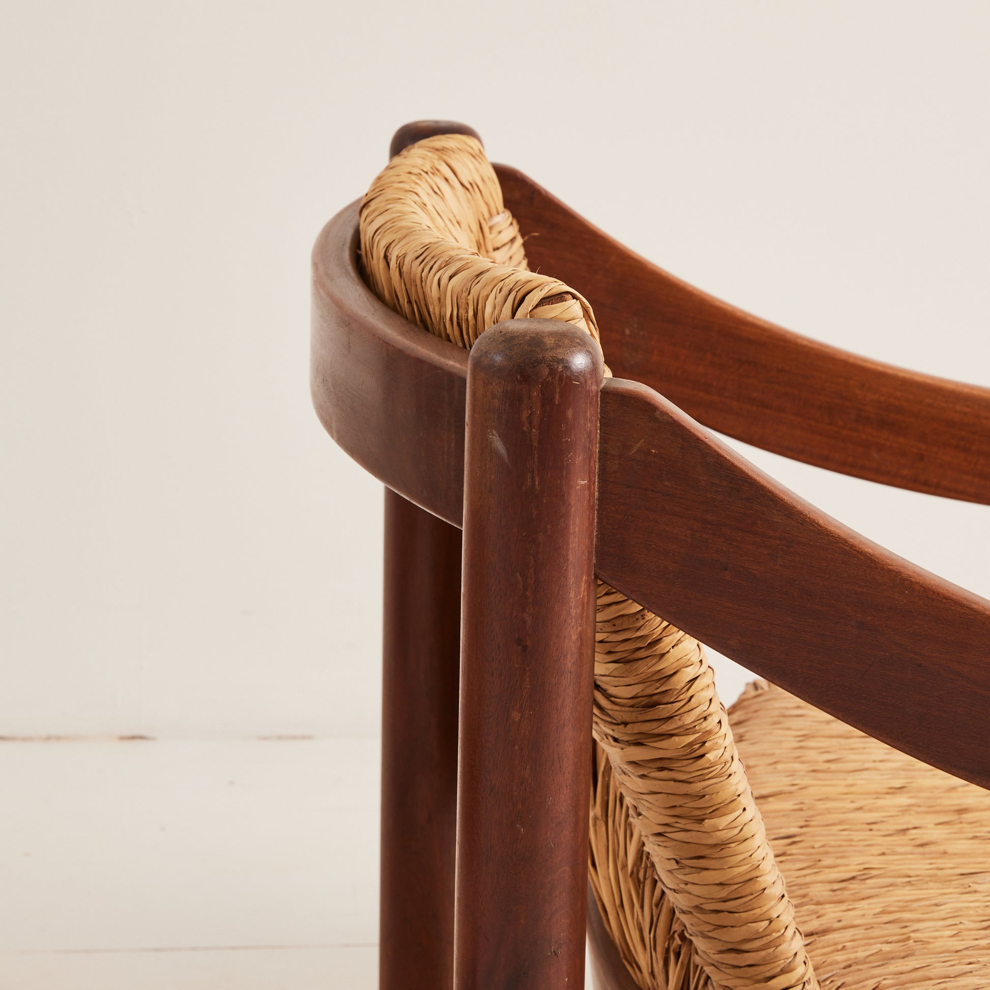 Vico Magistretti "Carimate" Chairs | 1960s Vintage Lacquered Beech and Rush for Cassina, Set of 2