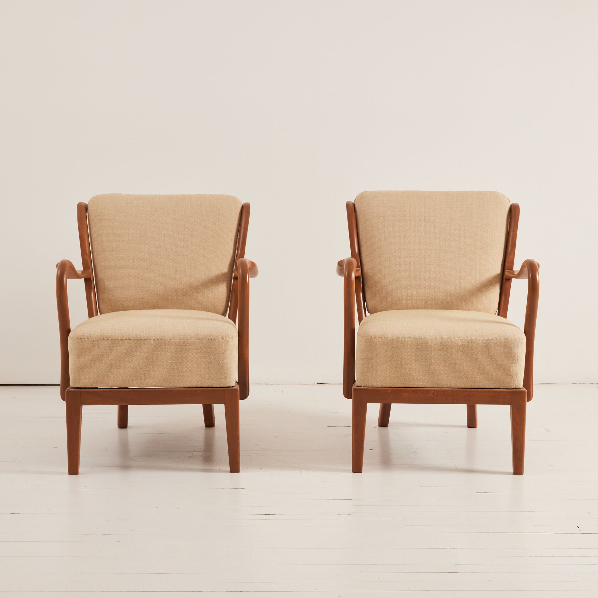 SOLD Alfred Christensen Danish Modern Armchairs, Beech Frame With Cushions, 1940's