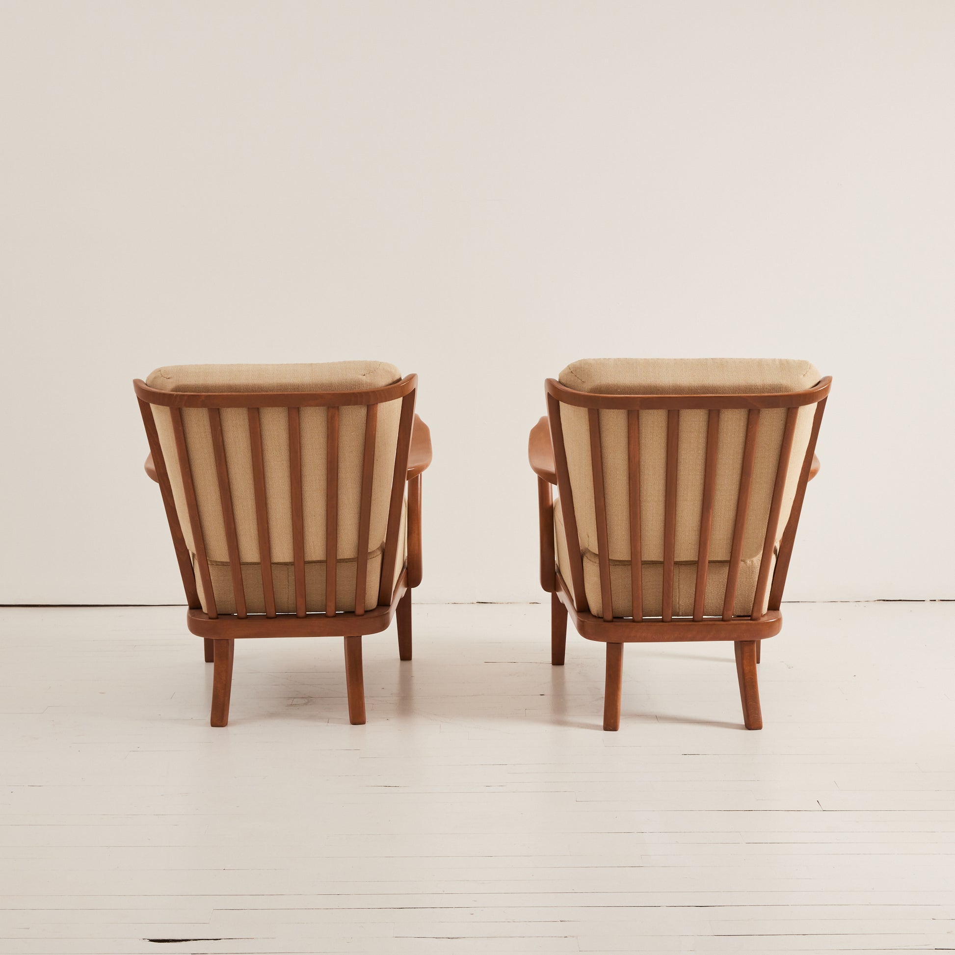SOLD Alfred Christensen Danish Modern Armchairs, Beech Frame With Cushions, 1940's