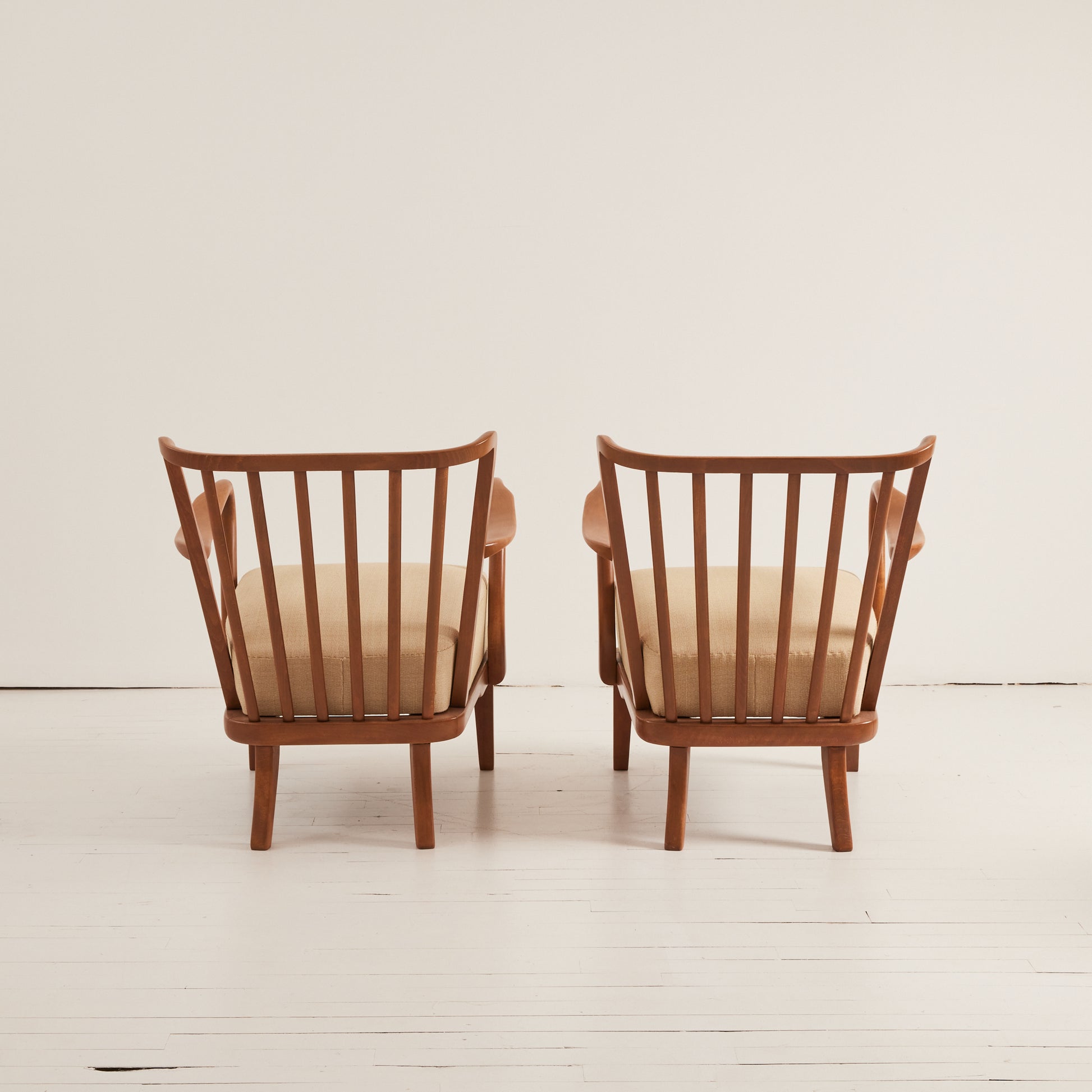 SOLD Alfred Christensen Danish Modern Armchairs, Beech Frame With Cushions, 1940's