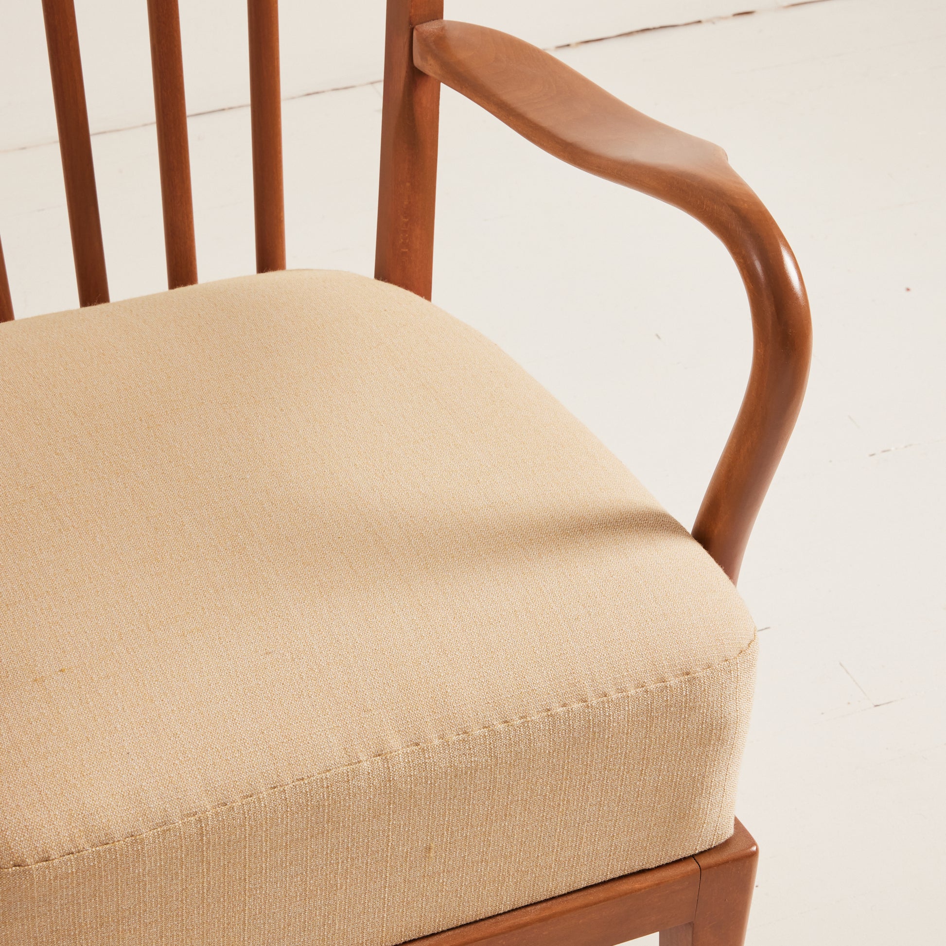 SOLD Alfred Christensen Danish Modern Armchairs, Beech Frame With Cushions, 1940's