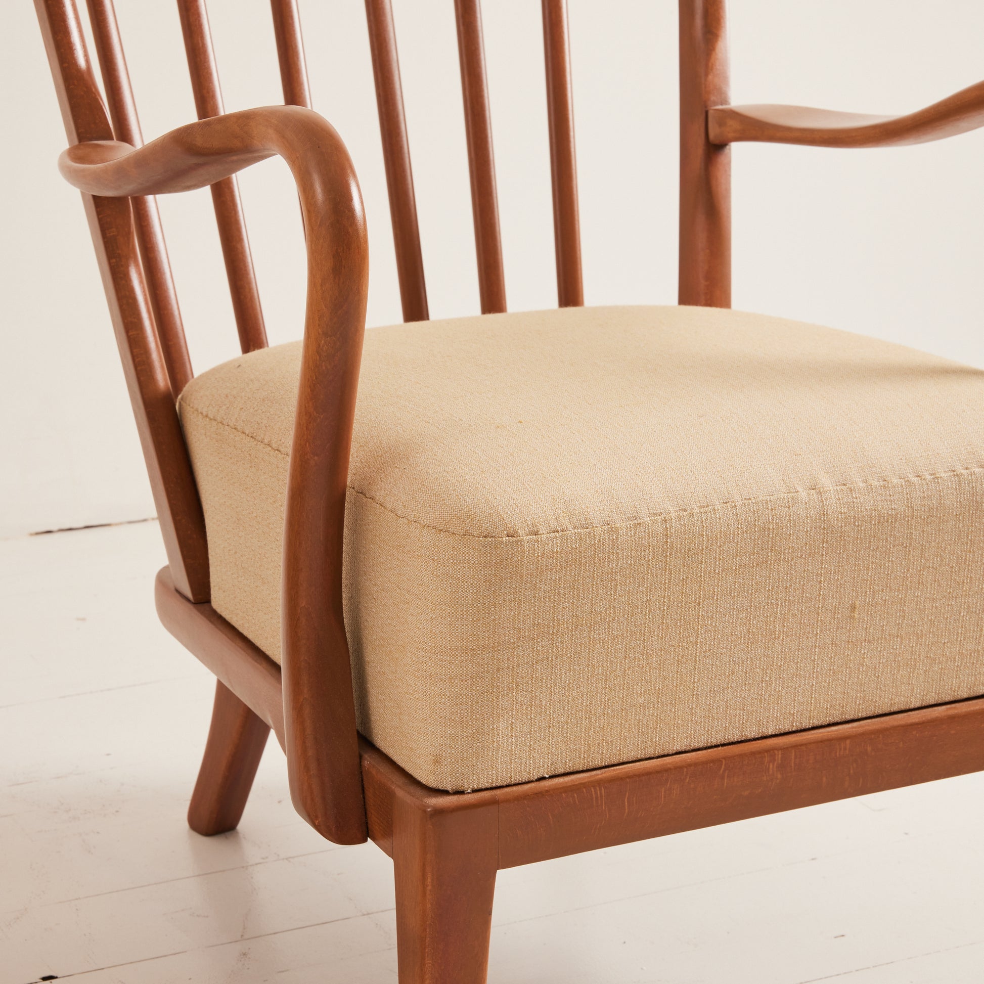 SOLD Alfred Christensen Danish Modern Armchairs, Beech Frame With Cushions, 1940's