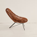 SOLD Janine Abraham and Dirk Jan Rol Rattan Lounge Chair, France 1950's