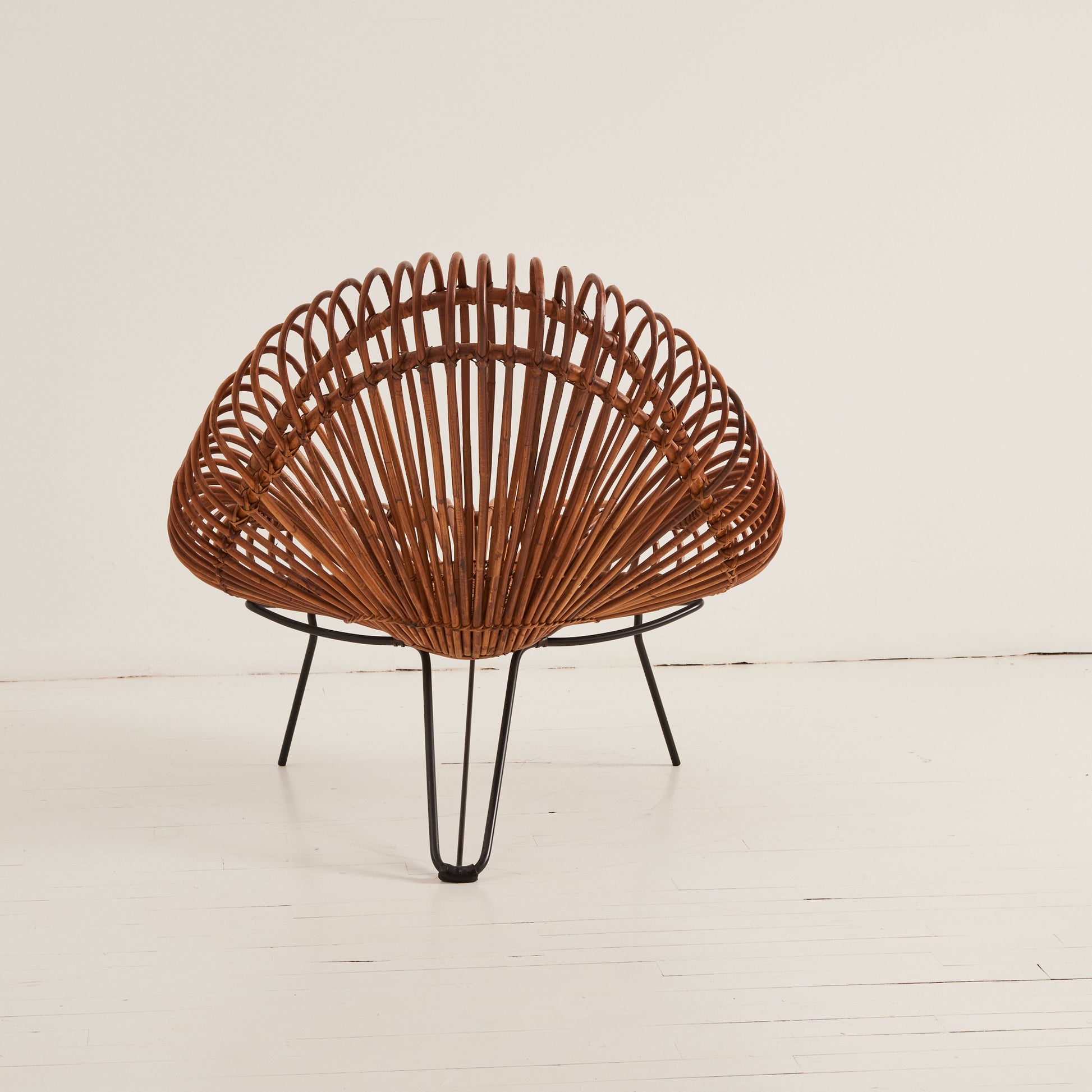 SOLD Janine Abraham and Dirk Jan Rol Rattan Lounge Chair, France 1950's