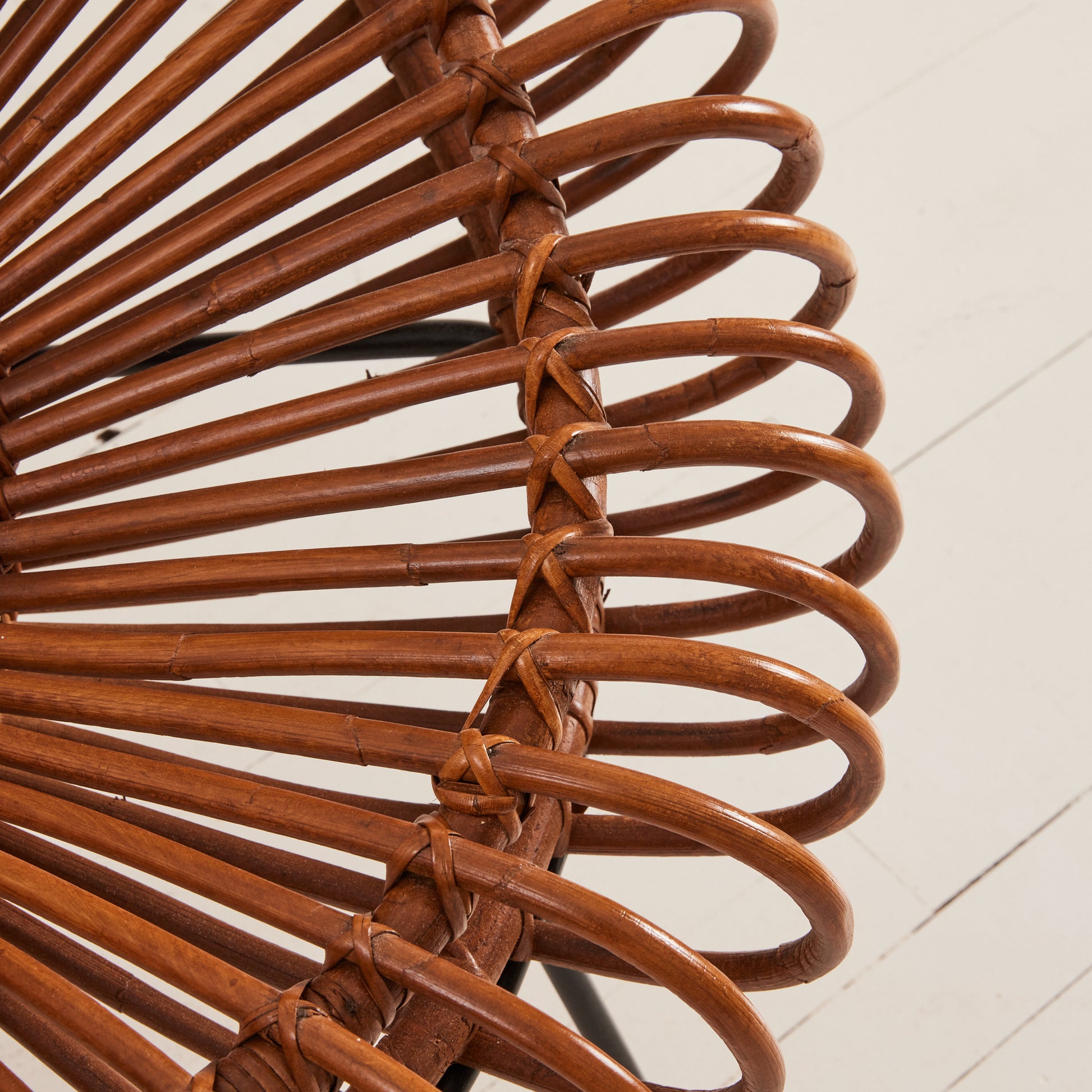 SOLD Janine Abraham and Dirk Jan Rol Rattan Lounge Chair, France 1950's