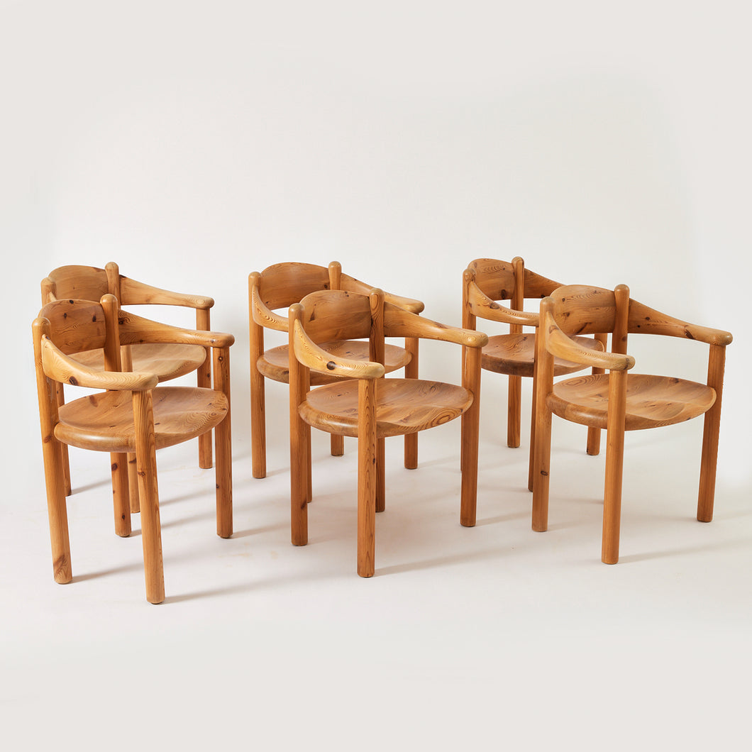 SOLD Rainer Daumiller Solid Pine Chairs, set of 6, 1970's