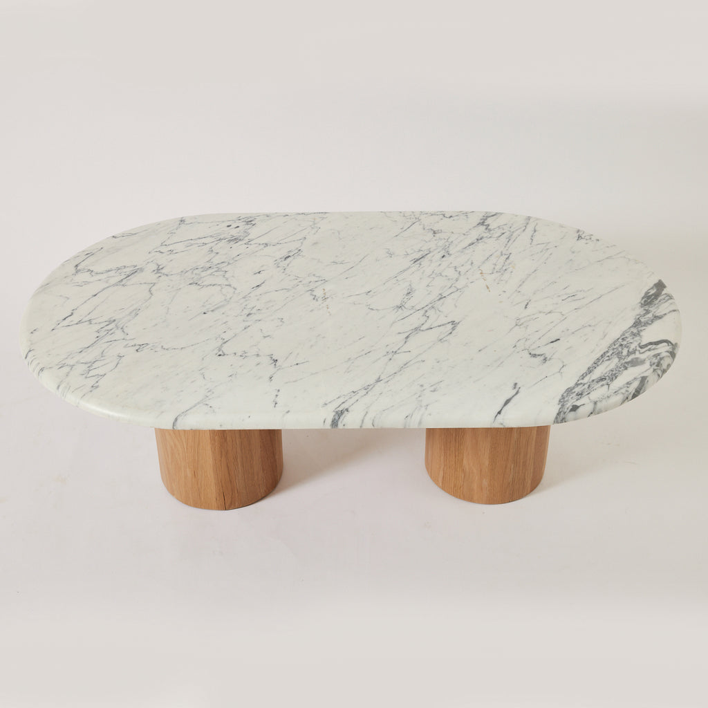 SOLD Marble Coffee Table with Oak legs