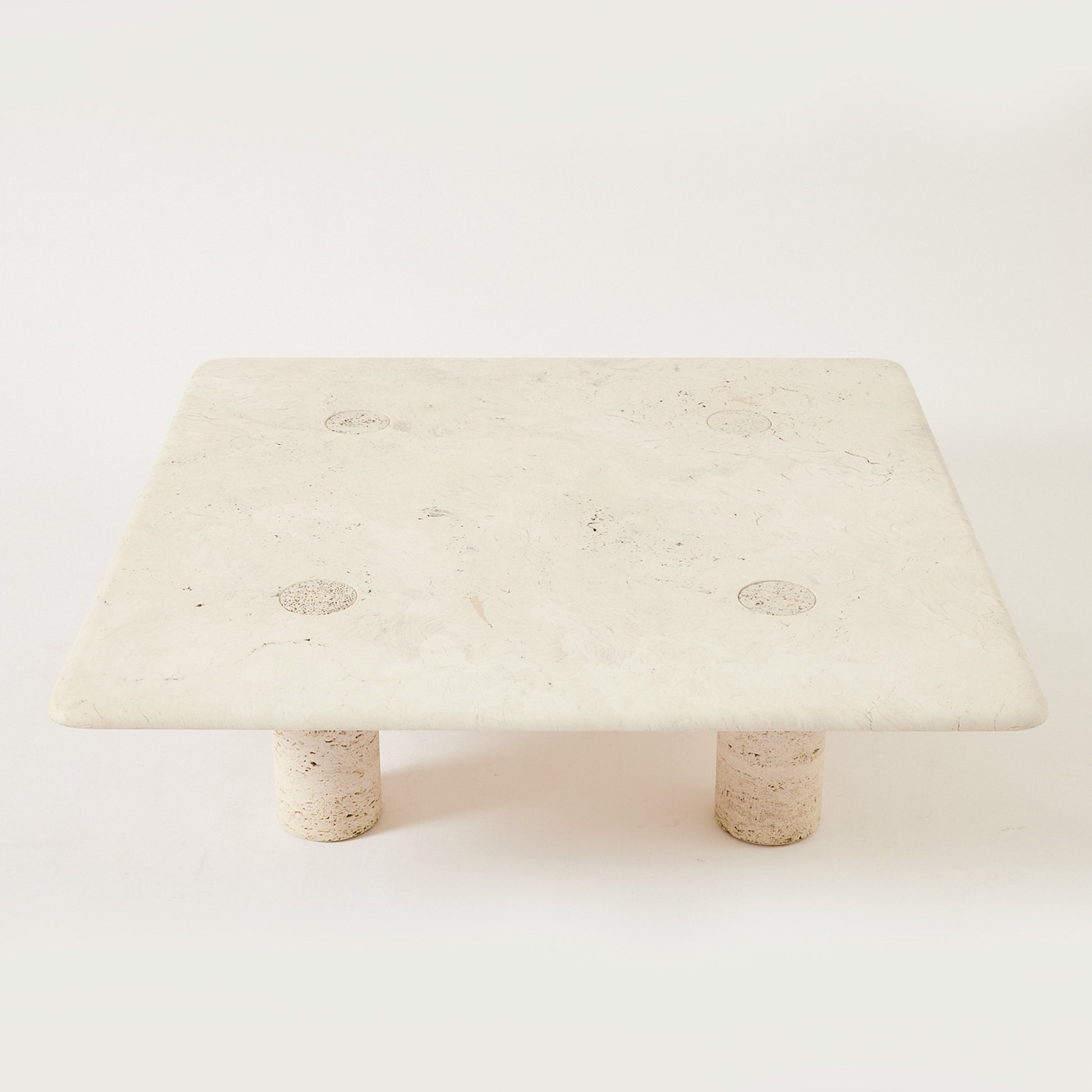 SOLD Angelo Mangiarotti Travertine Coffee Table for Up and Up, 1970's