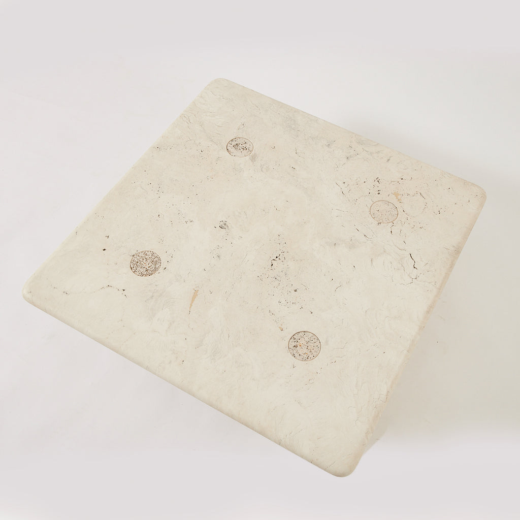 SOLD Angelo Mangiarotti Travertine Coffee Table for Up and Up, 1970's