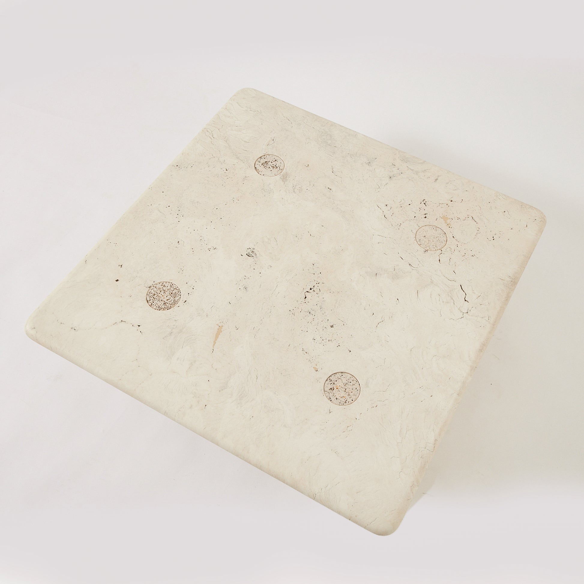 SOLD Angelo Mangiarotti Travertine Coffee Table for Up and Up, 1970's