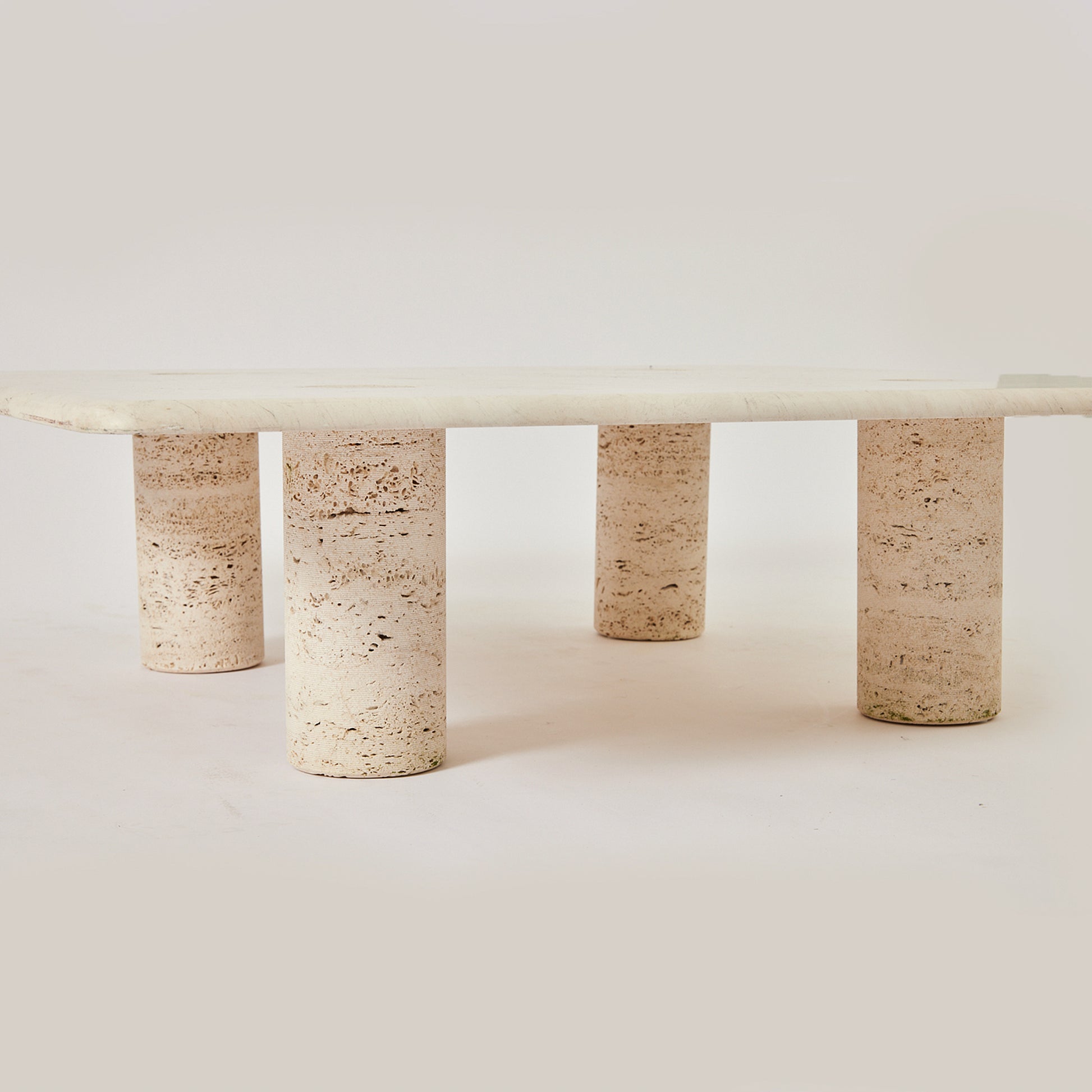 SOLD Angelo Mangiarotti Travertine Coffee Table for Up and Up, 1970's