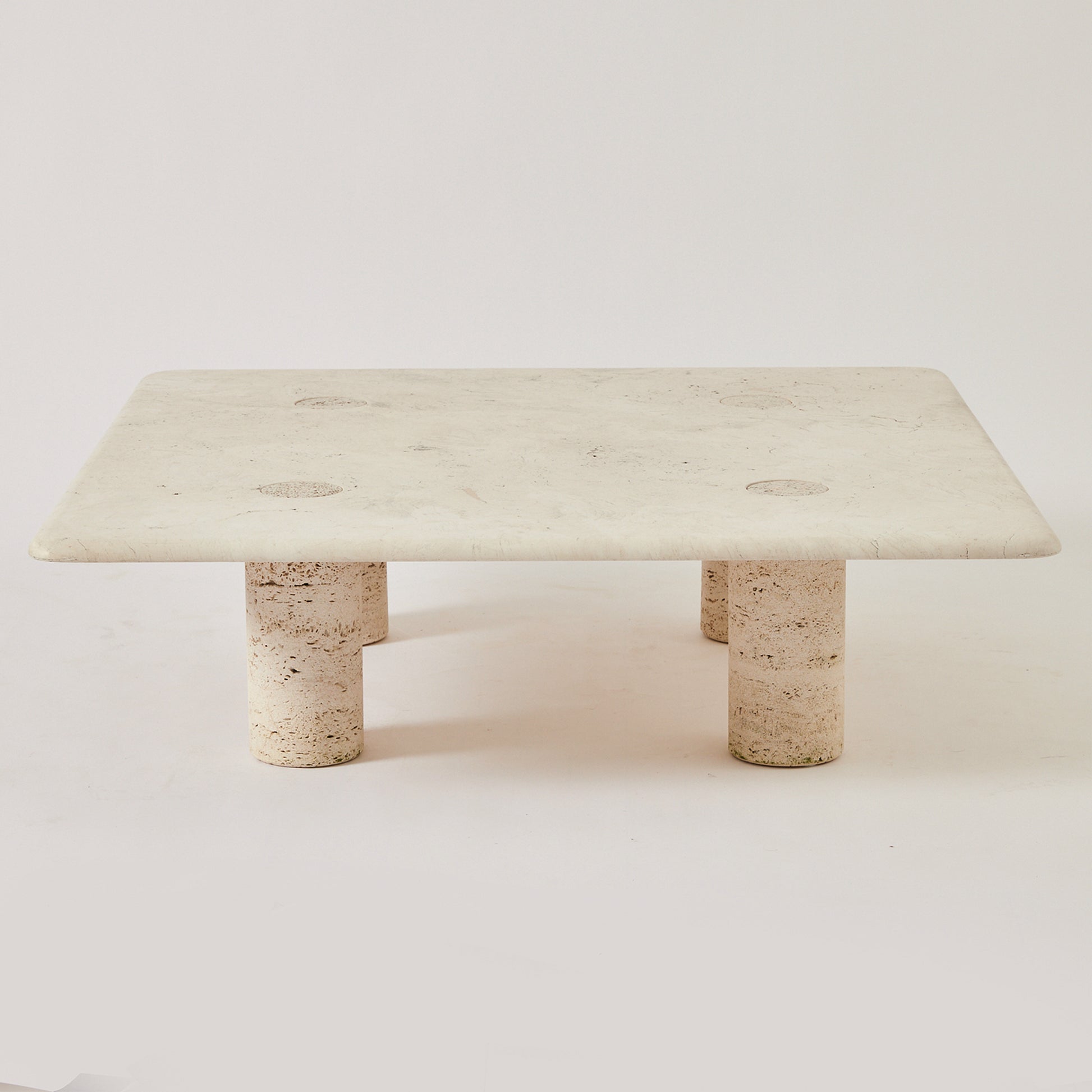 SOLD Angelo Mangiarotti Travertine Coffee Table for Up and Up, 1970's