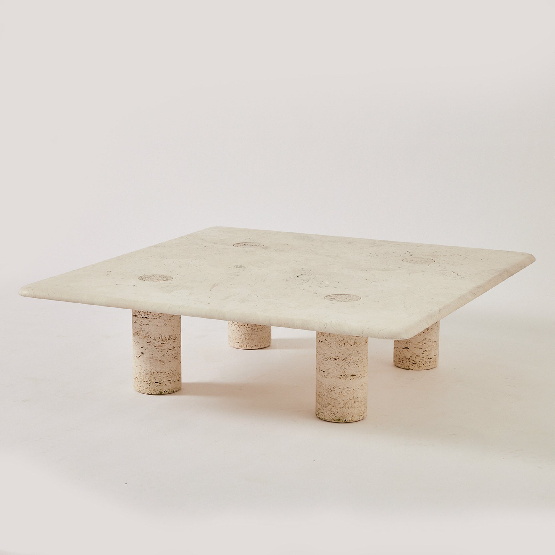 SOLD Angelo Mangiarotti Travertine Coffee Table for Up and Up, 1970's
