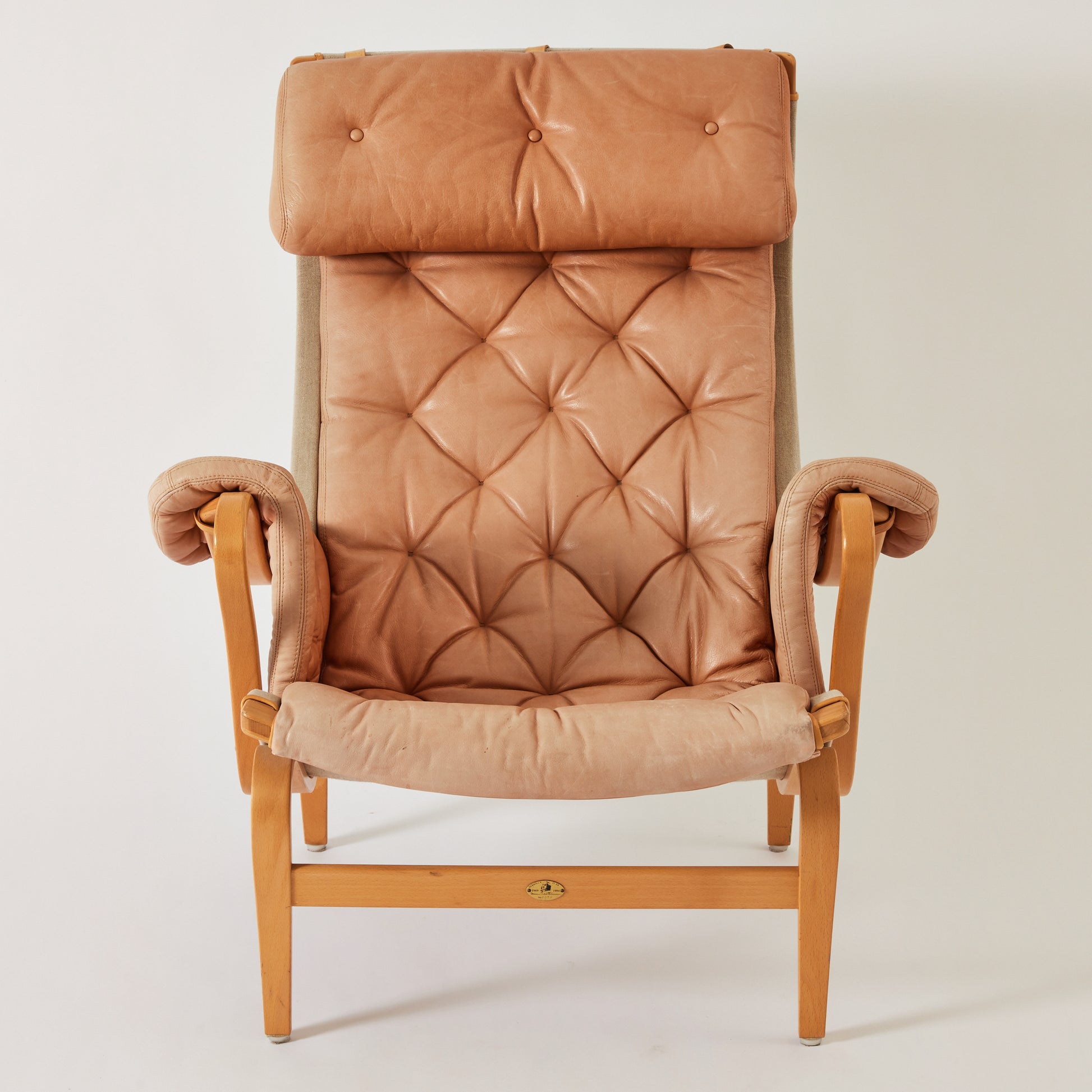 SOLD Bruno Mathsson Pernilla Leather Chair, DUX, Sweden
