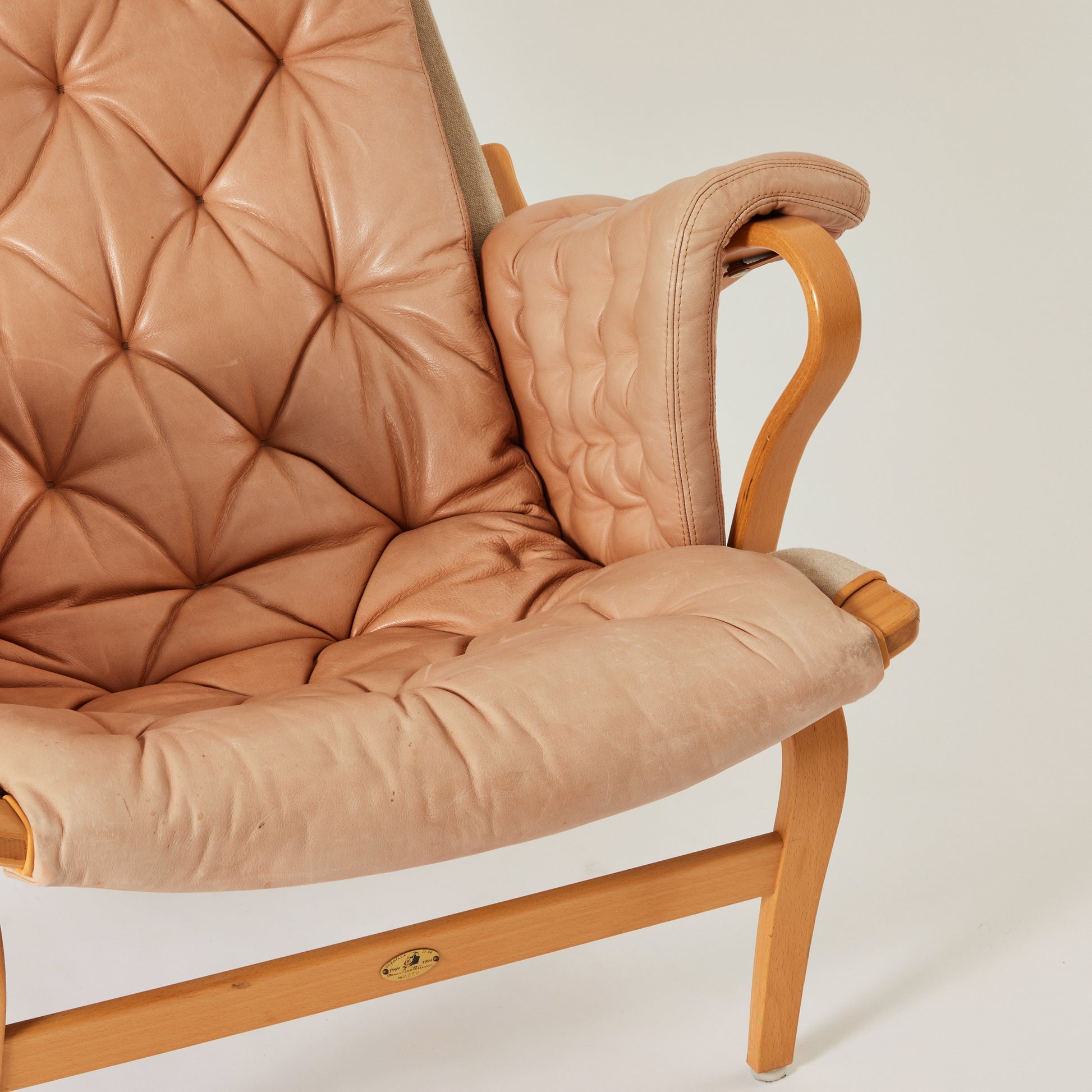 SOLD Bruno Mathsson Pernilla Leather Chair, DUX, Sweden