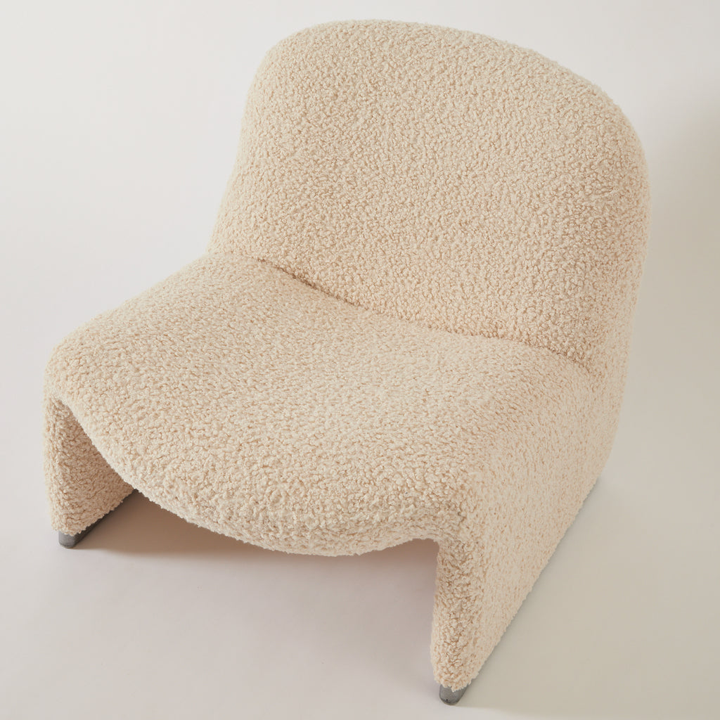 Giancarlo Piretti "Alky" Chairs, Vintage 1960s Boucle Shearling Lounge Chairs for Castelli, Set of 2