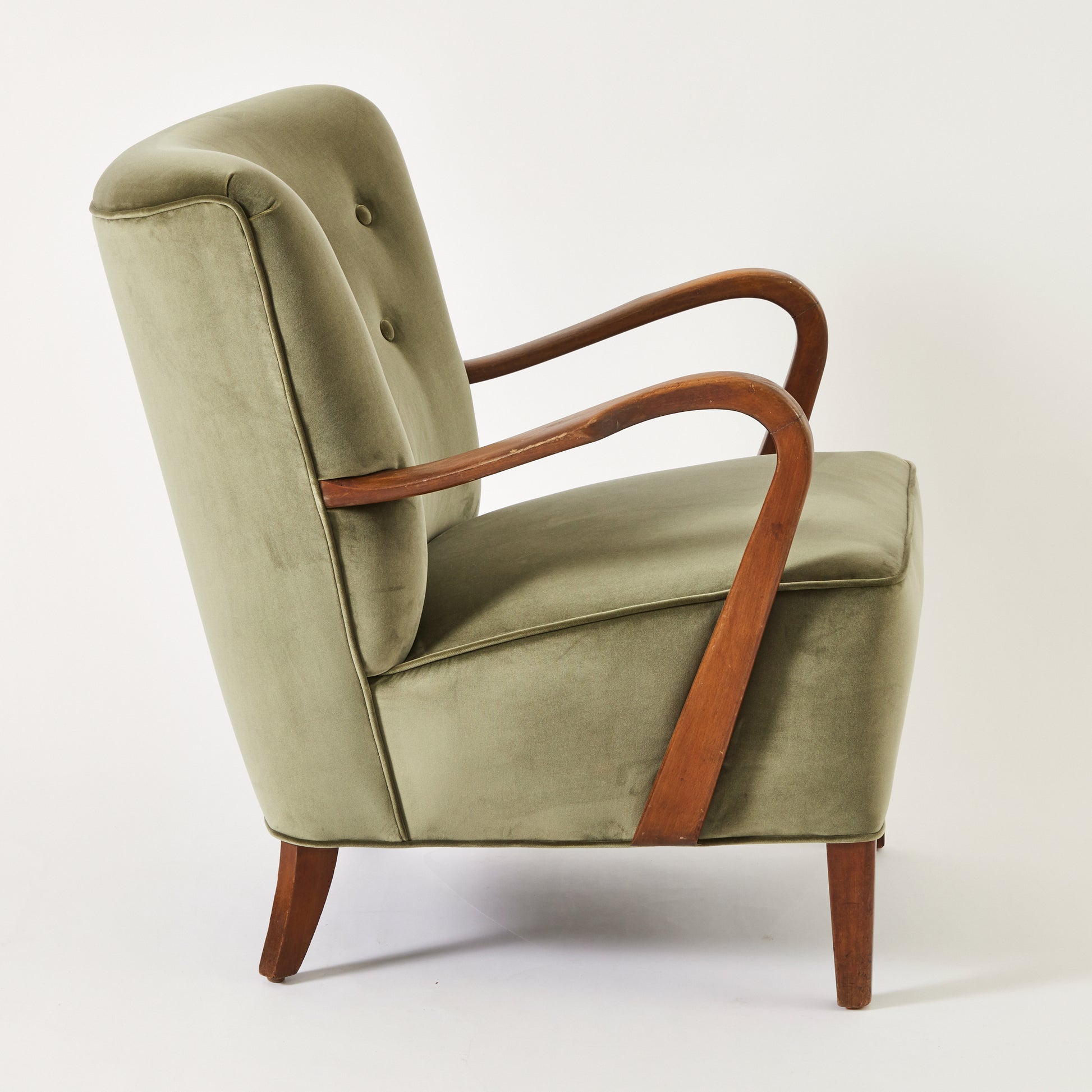 SOLD Danish Armchair by Alfred Christiansen in Olive velvet