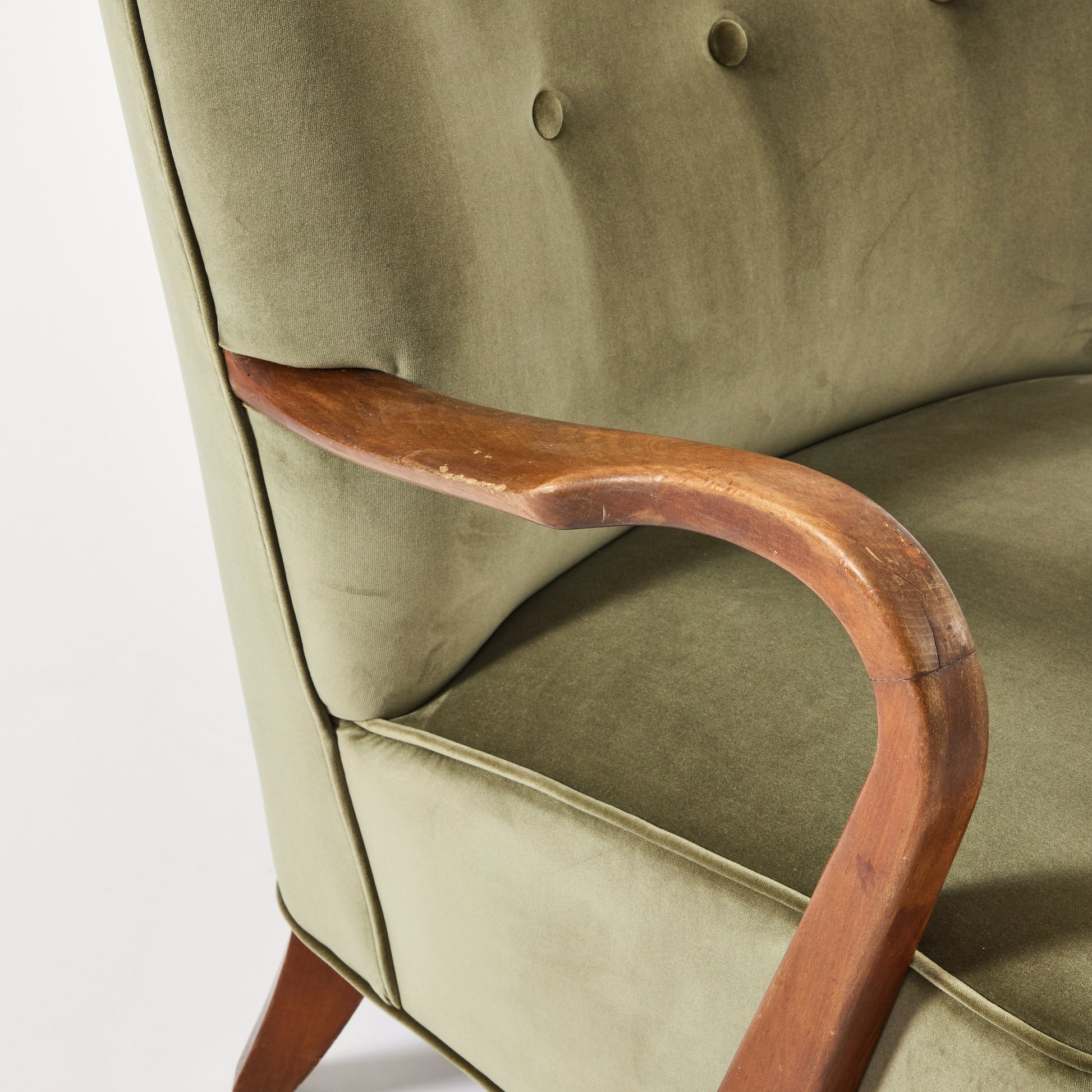 SOLD Danish Armchair by Alfred Christiansen in Olive velvet