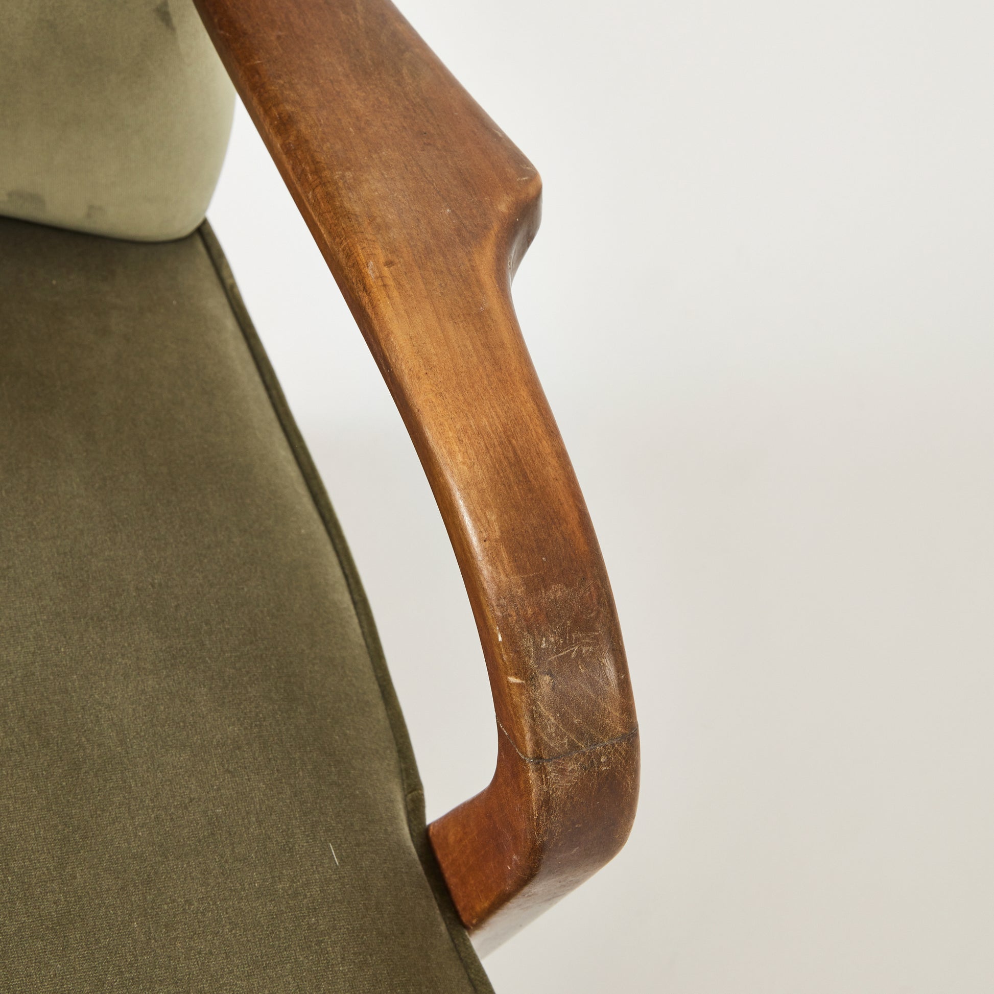 SOLD Danish Armchair by Alfred Christiansen in Olive velvet
