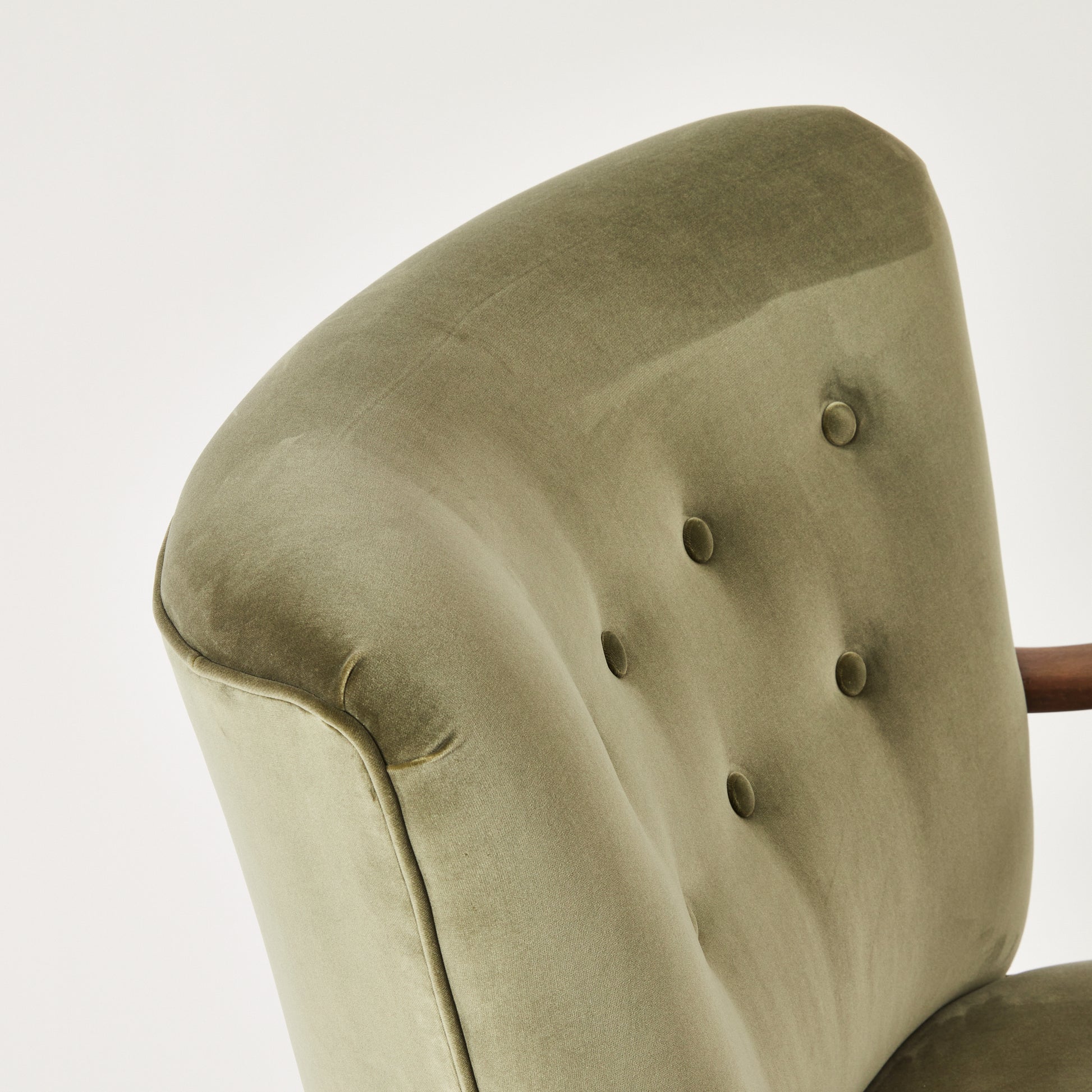 SOLD Danish Armchair by Alfred Christiansen in Olive velvet