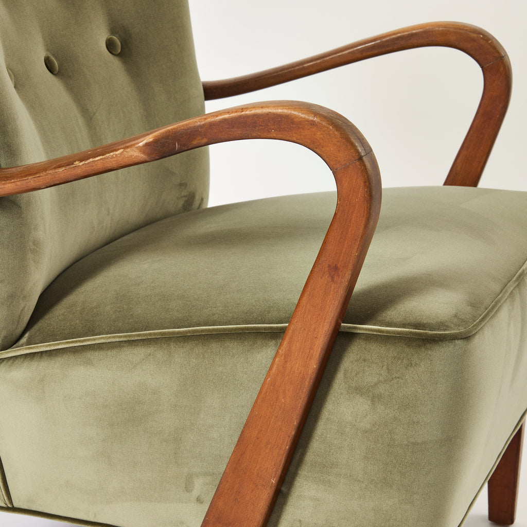 SOLD Danish Armchair by Alfred Christiansen in Olive velvet