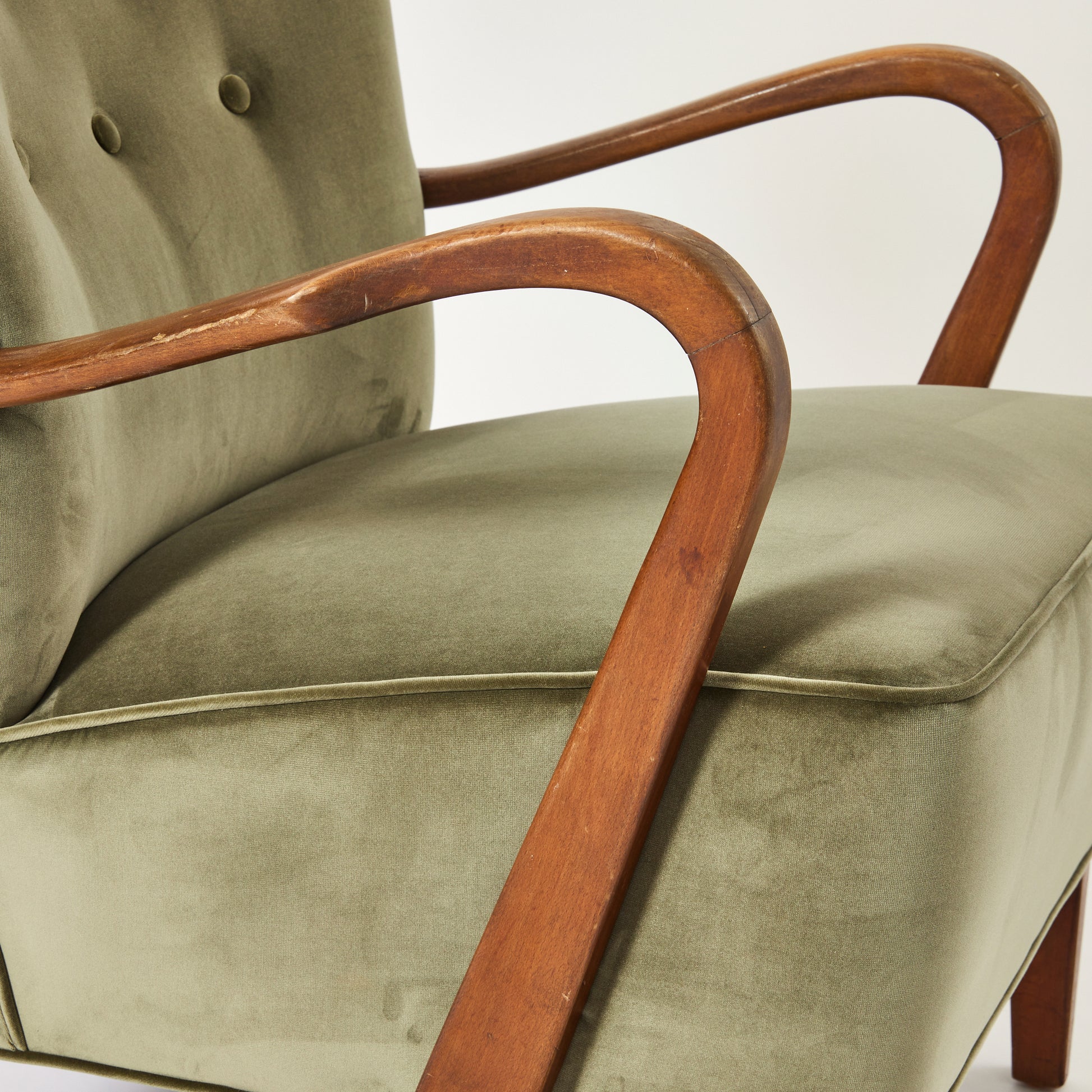 SOLD Danish Armchair by Alfred Christiansen in Olive velvet