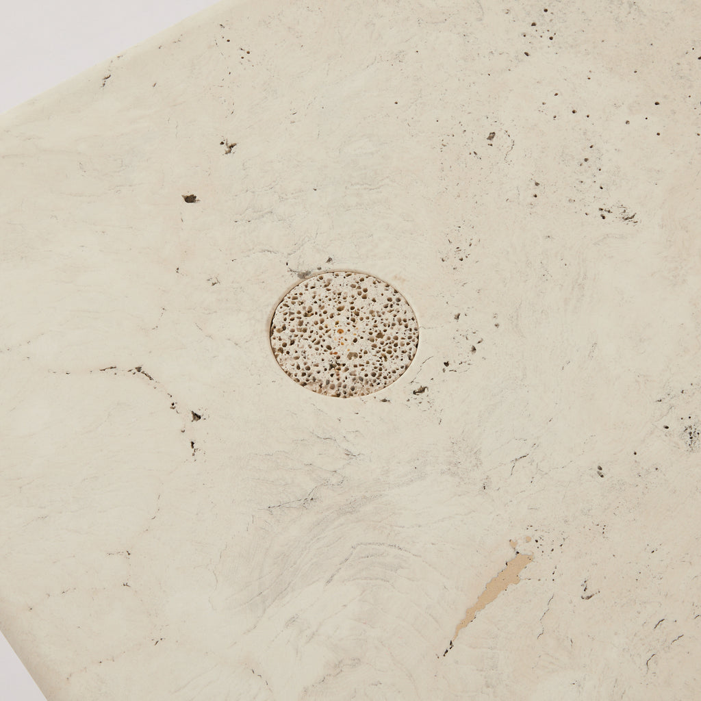 SOLD Angelo Mangiarotti Travertine Coffee Table for Up and Up, 1970's