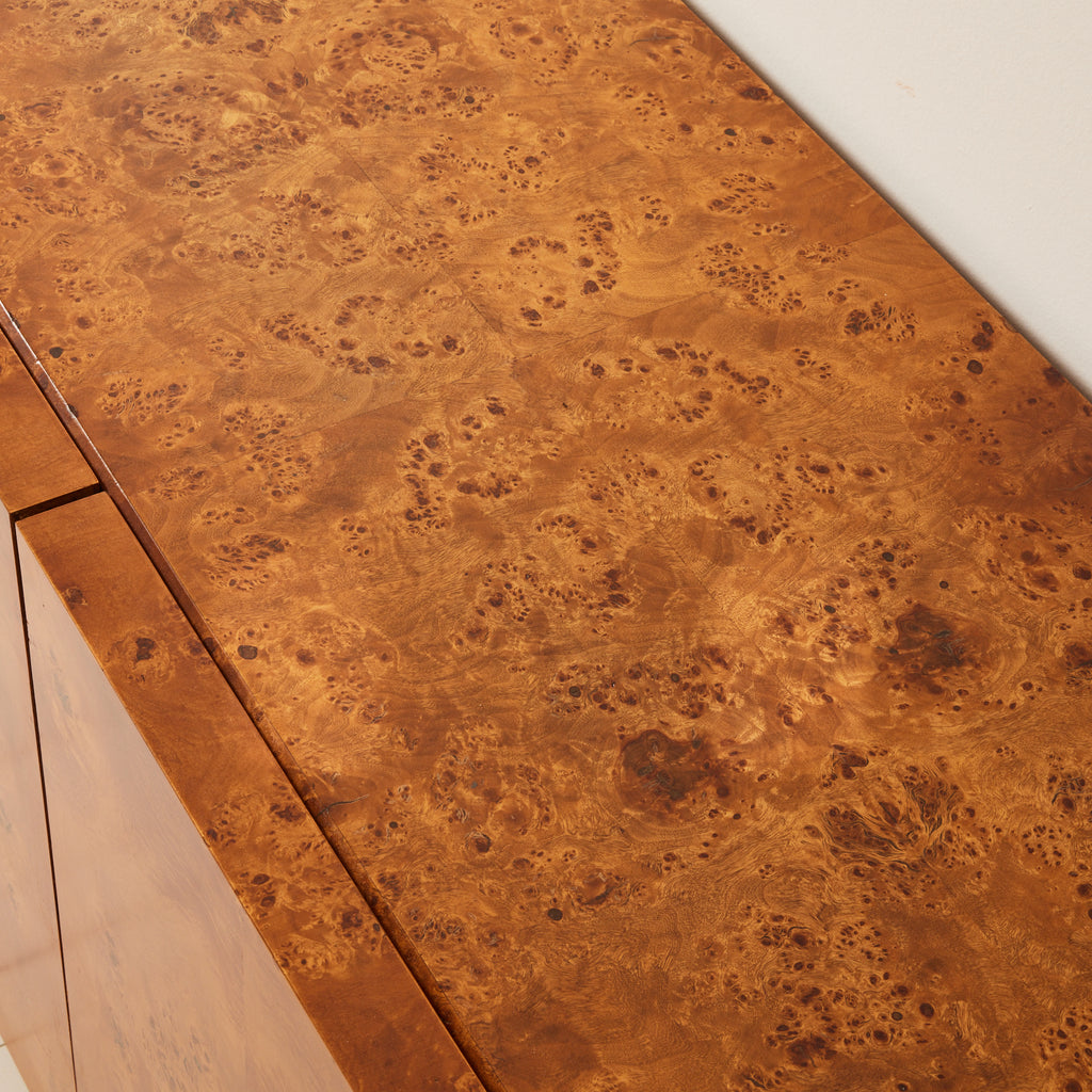 Milo Baughman-Style Burl Wood Credenza | 1970s Vintage