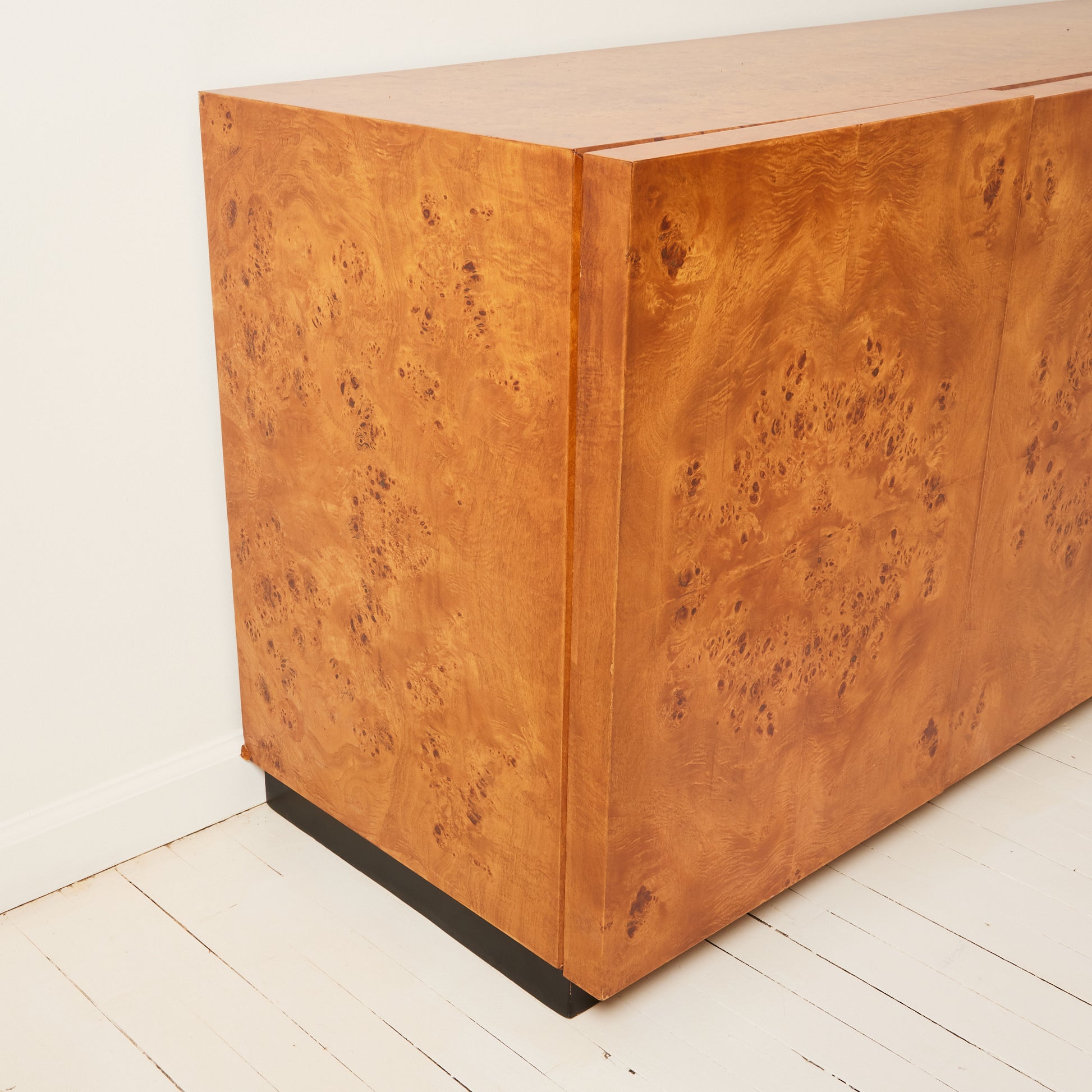 Milo Baughman-Style Burl Wood Credenza | 1970s Vintage