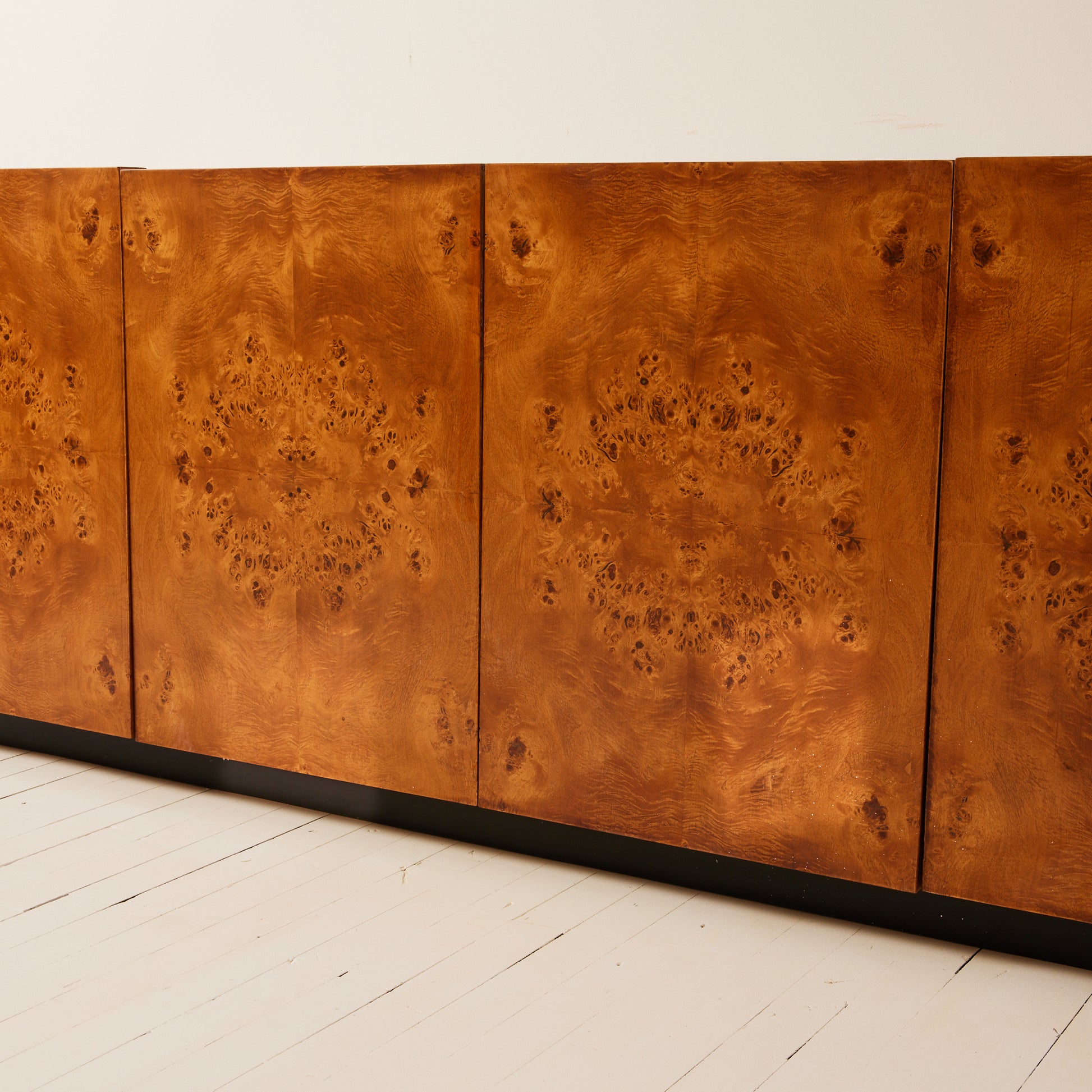 Milo Baughman-Style Burl Wood Credenza | 1970s Vintage