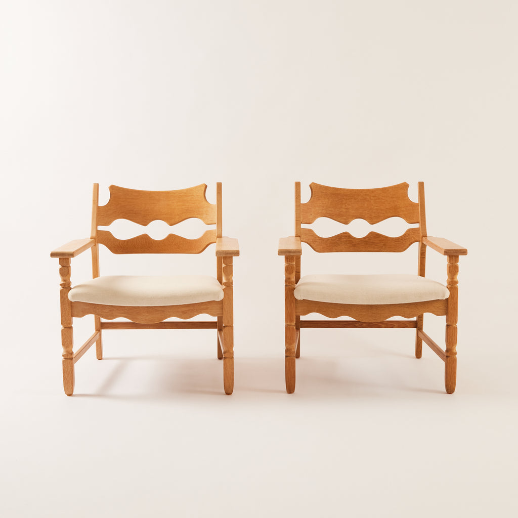 SOLD Henry Kjærnulf "Razor" Lounge Chairs in Oak, 1970's