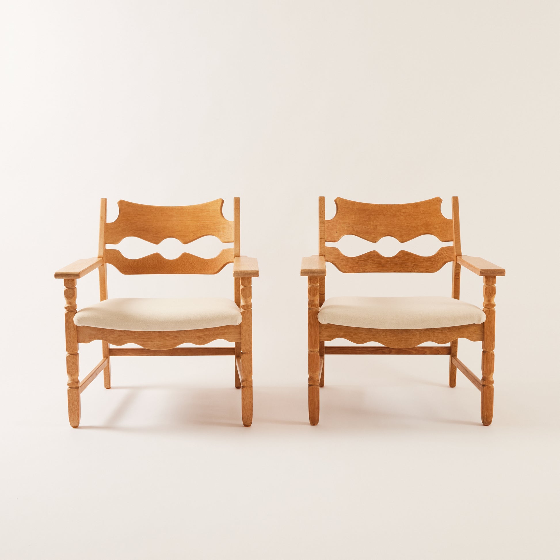 SOLD Henry Kjærnulf "Razor" Lounge Chairs in Oak, 1970's